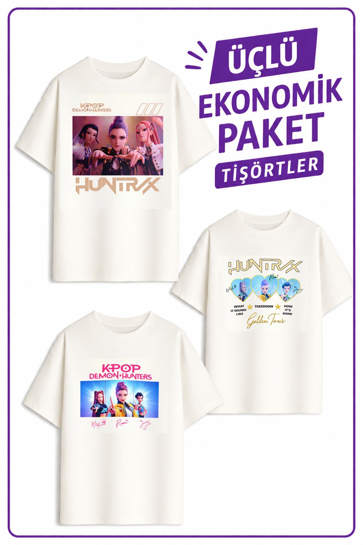Kız Çocuk 4 Huntrıx 3 lü Ekonomik Paket T-shirtler