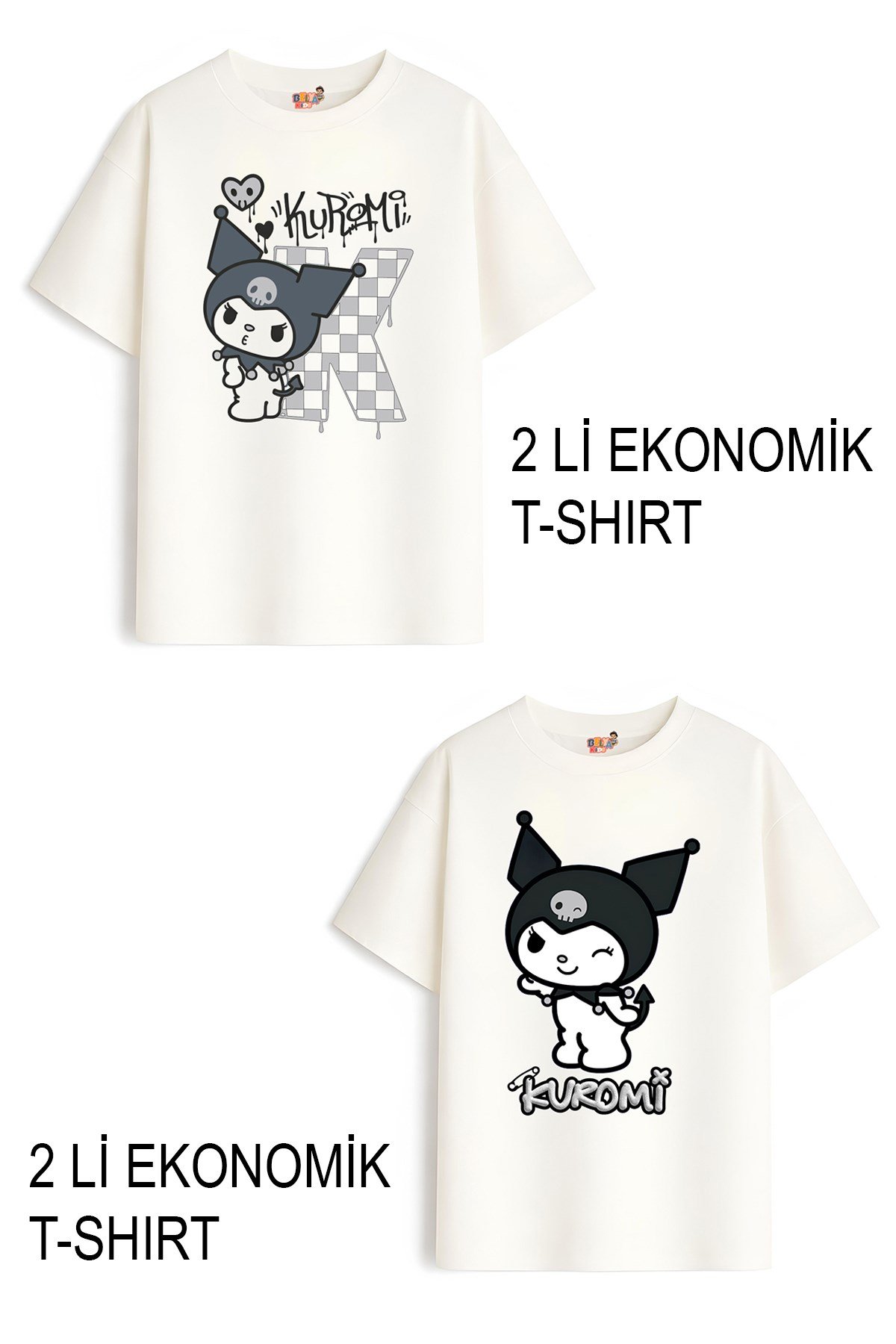 Kız Çocuk 4 Kuromi Tasarım 2 li Ekonomik Paket T-shirtler