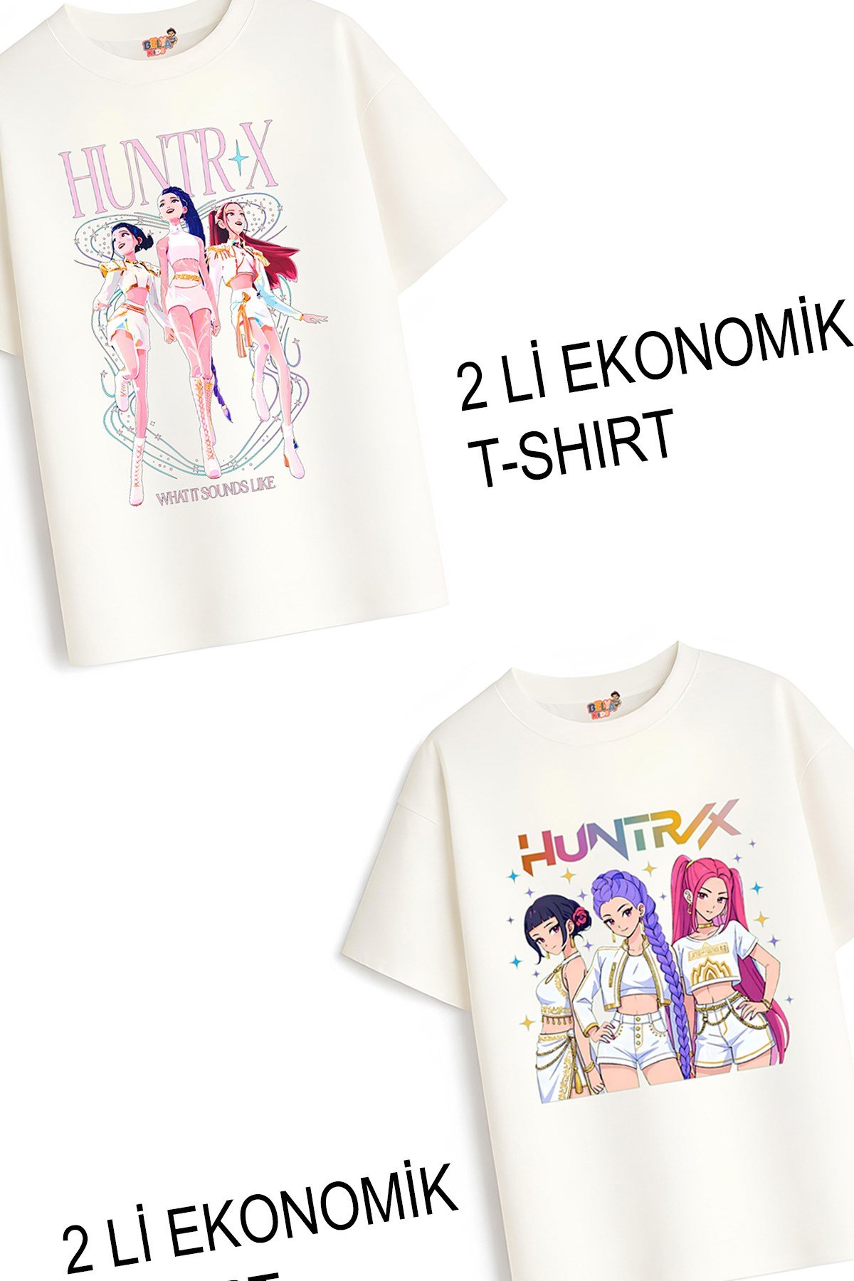 Kız Çocuk 7 Hunters Huntrix Tasarım 2 li Ekonomik Paket T-shirtler