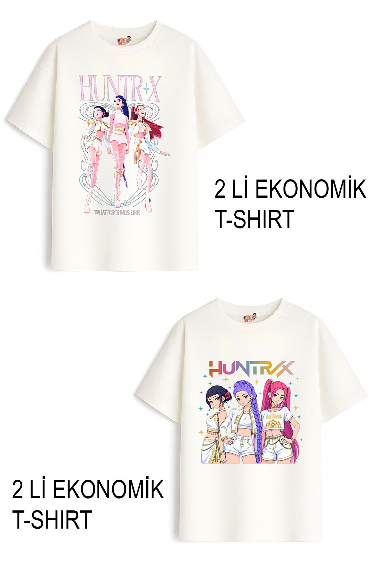 Kız Çocuk 7 Hunters Huntrix Tasarım 2 li Ekonomik Paket T-shirtler