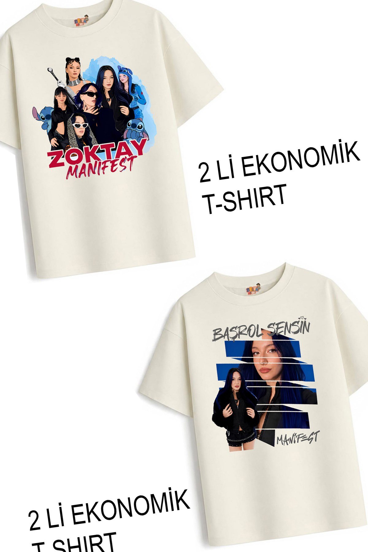 Kız Çocuk 8 Manifest Tasarım 2 li Ekonomik Paket T-shirtler