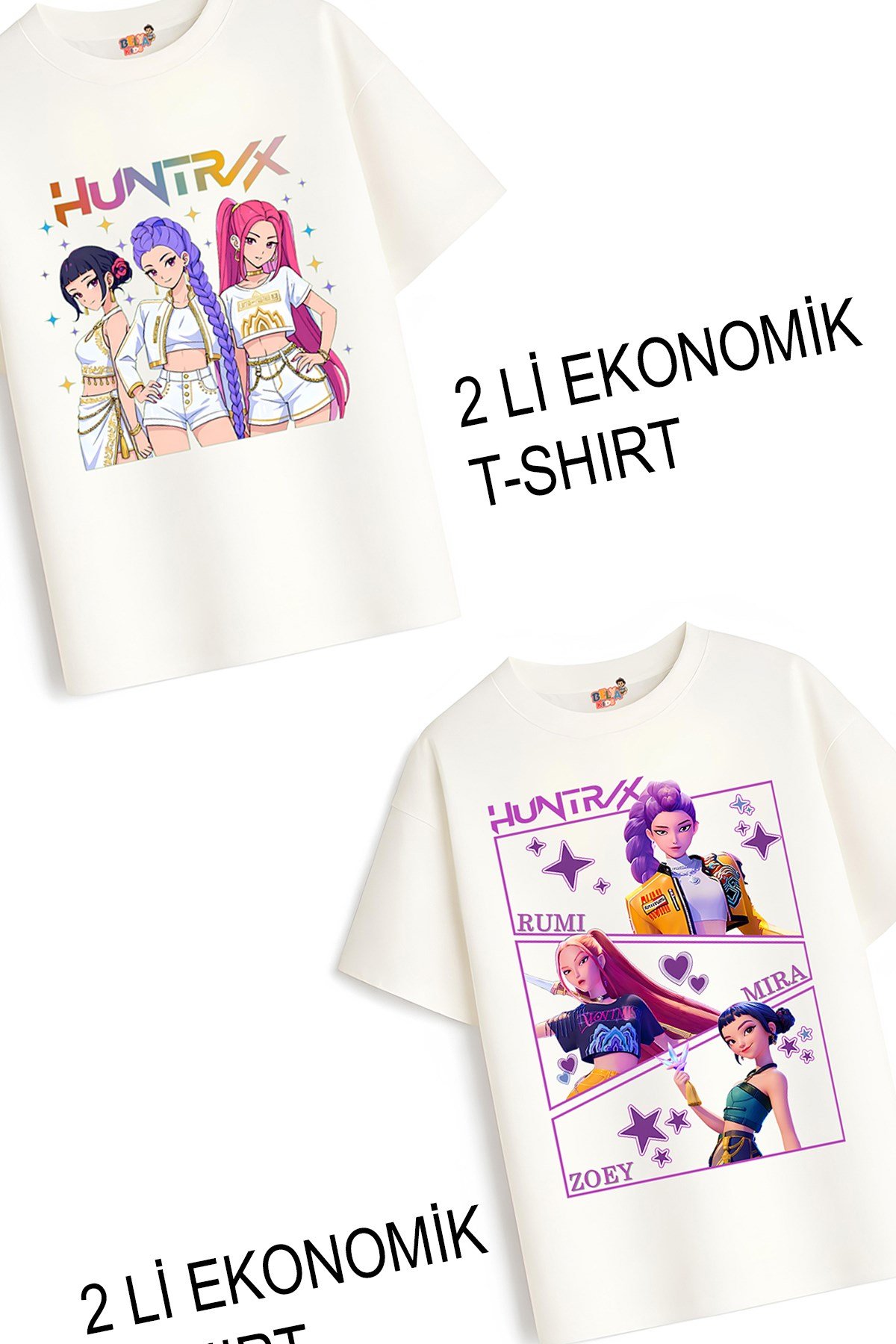 Kız Çocuk 9 Hunters Huntrix Tasarım 2 li Ekonomik Paket T-shirtler