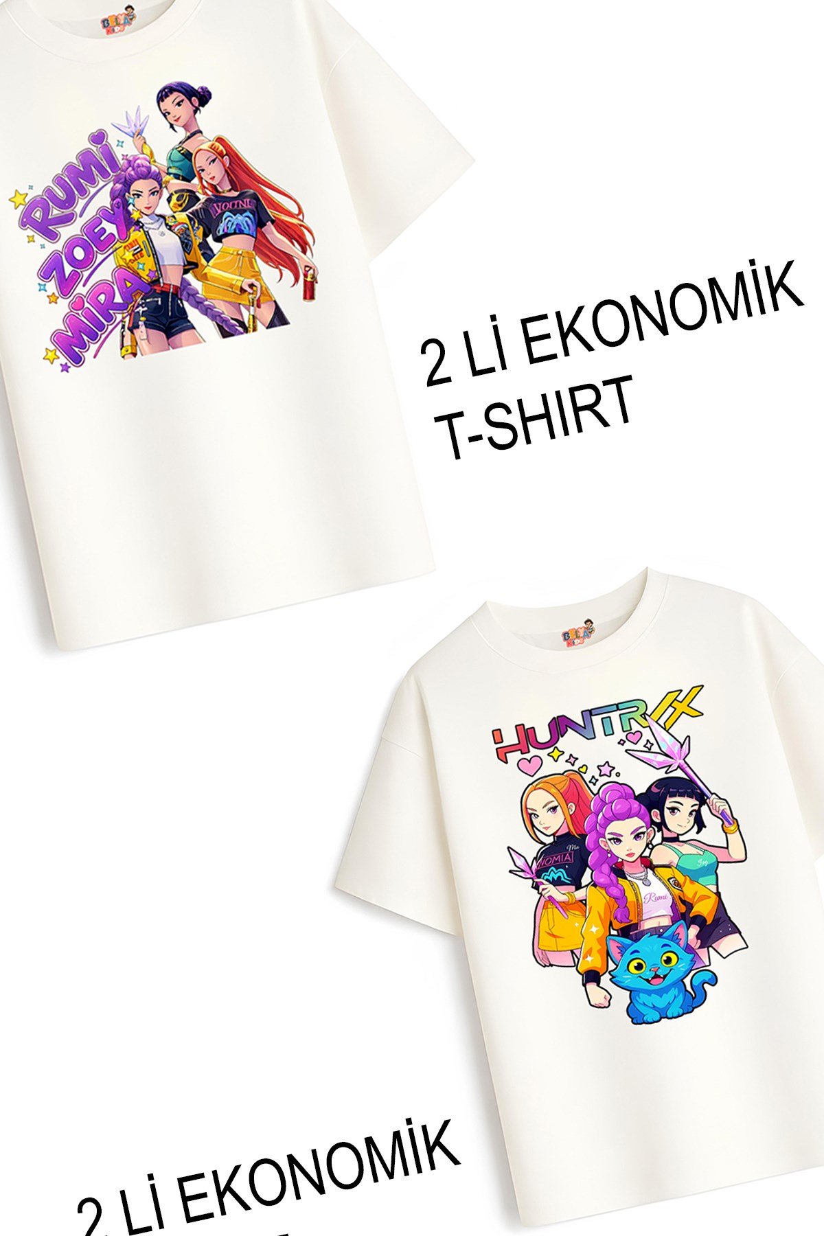 Kız Çocuk Hunters Huntrix Tasarım 2 li Ekonomik Paket T-shirtler