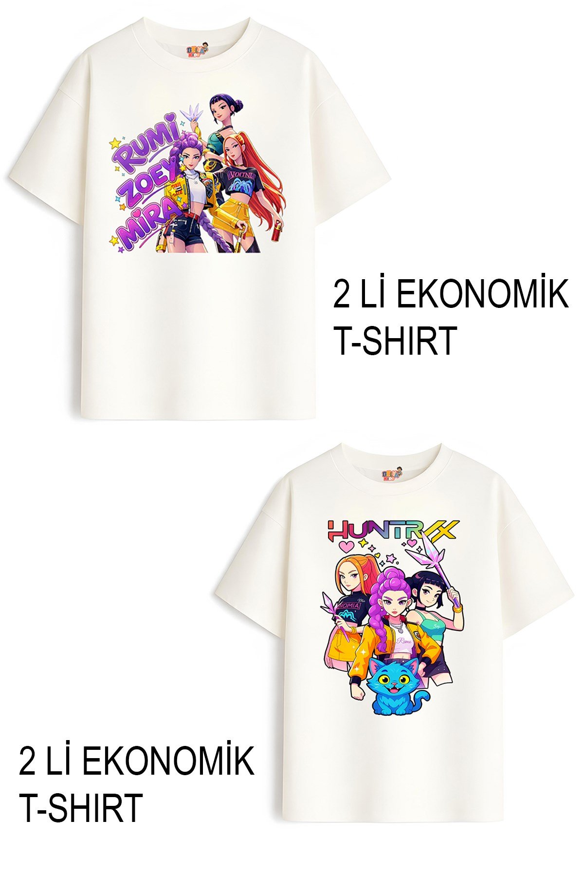 Kız Çocuk Hunters Huntrix Tasarım 2 li Ekonomik Paket T-shirtler
