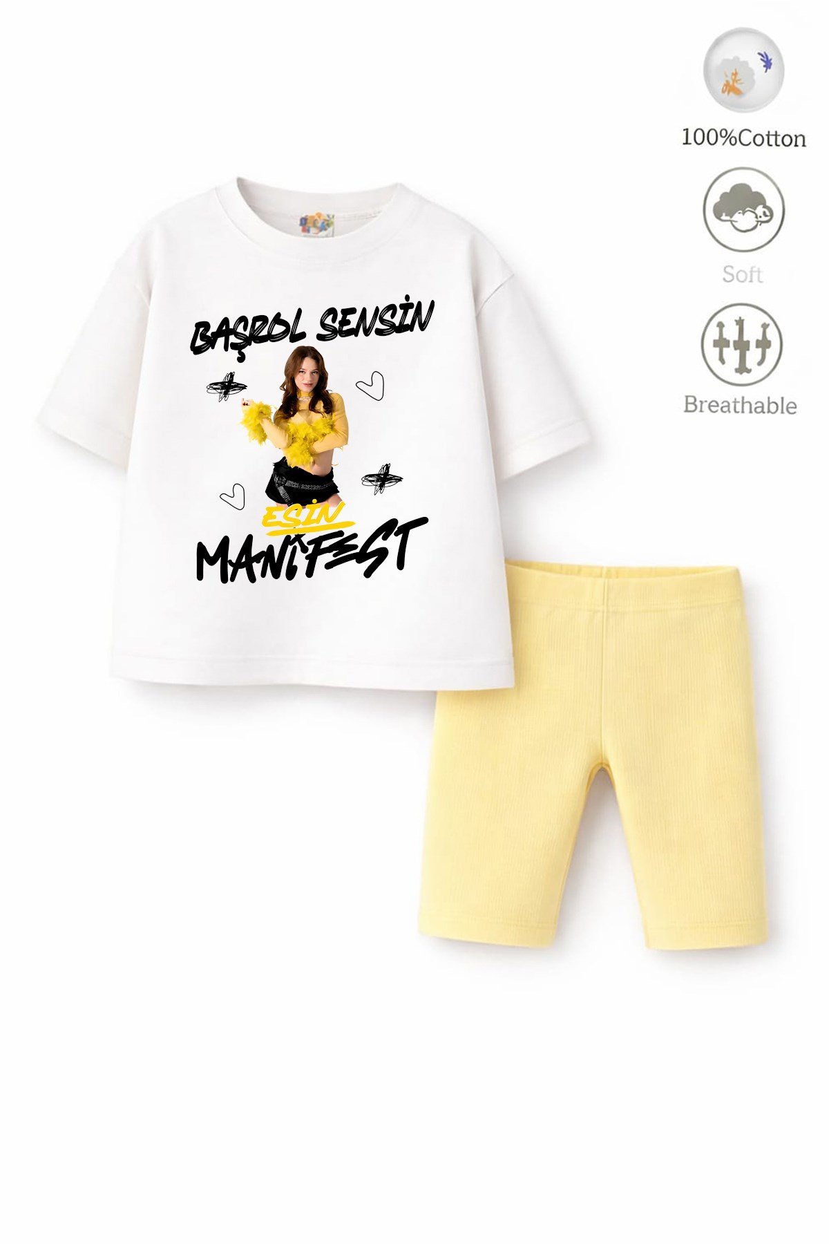 Kız Çocuk Oversize Kalıp Belya Kids Esin Tasarım Manifest 38 Taytlı Alt Üst Takım