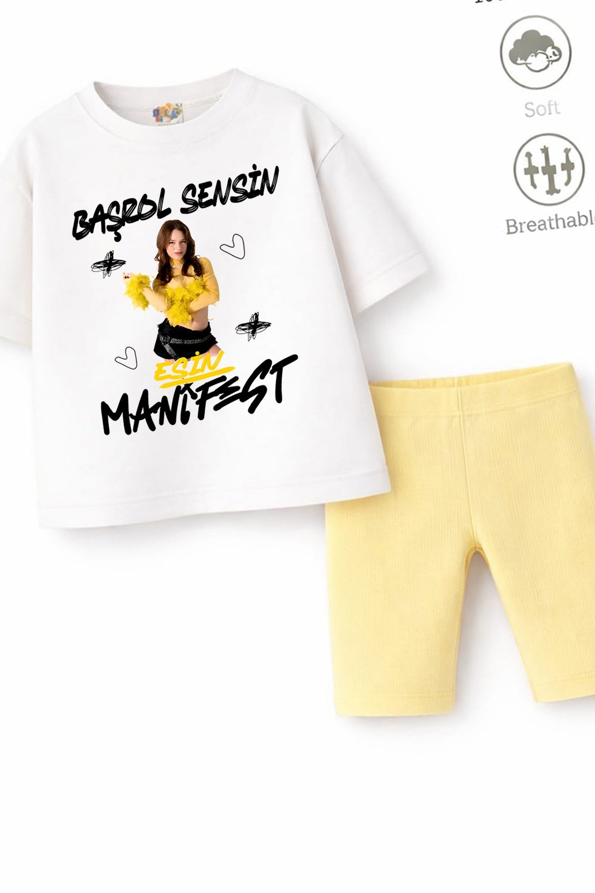 Kız Çocuk Oversize Kalıp Belya Kids Esin Tasarım Manifest 38 Taytlı Alt Üst Takım