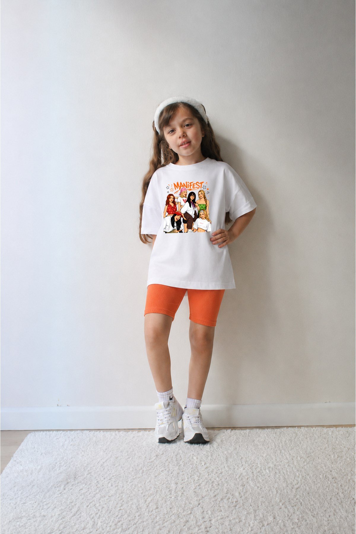 Kız Çocuk Oversize Kalıp Belya Kids Manifest Özel Tasarım 1 Taytlı Alt Üst Takım