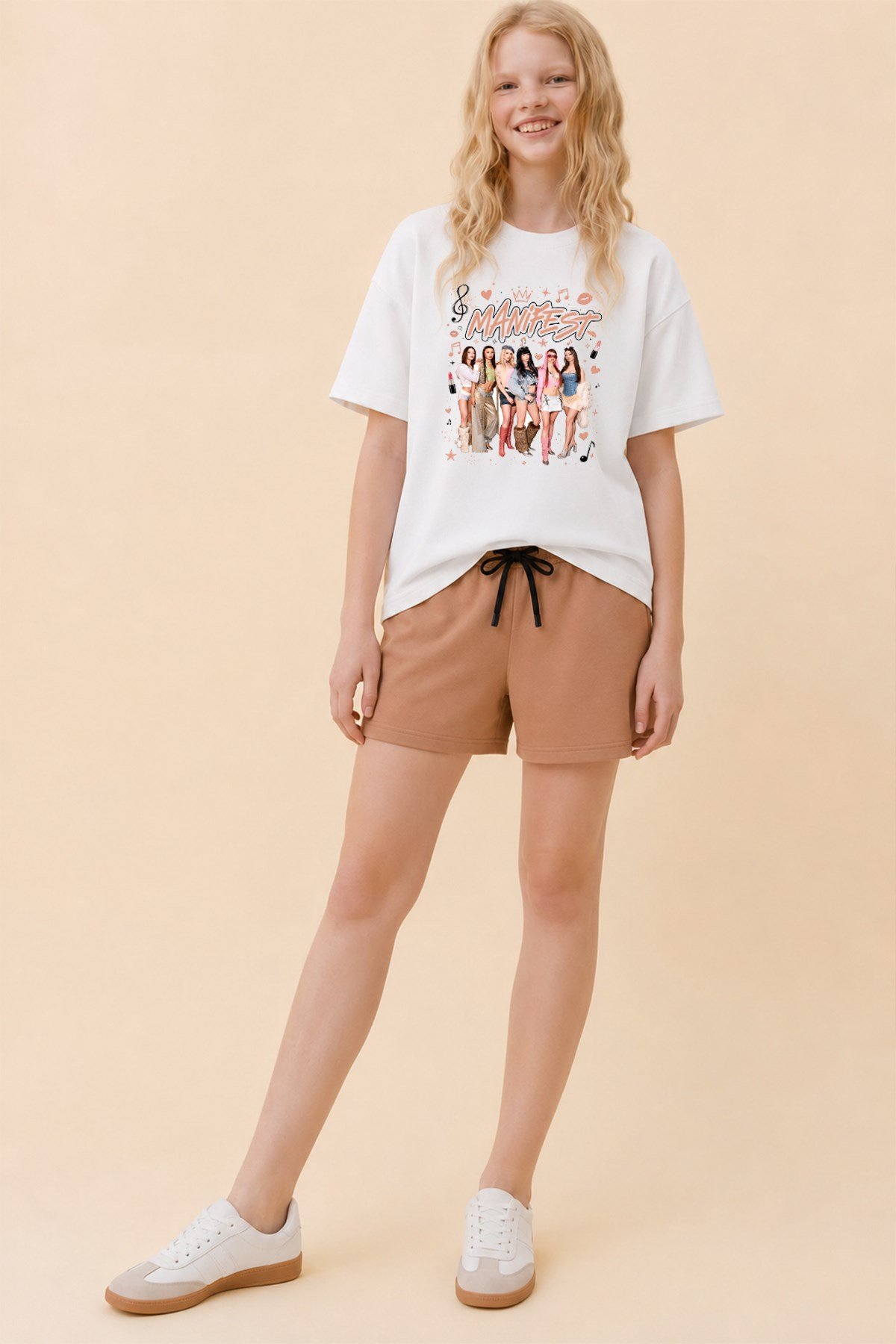 Kız Çocuk Oversize Kalıp Belya Kids Manifest Tasarım 108 Pamuklu Alt Üst Takım