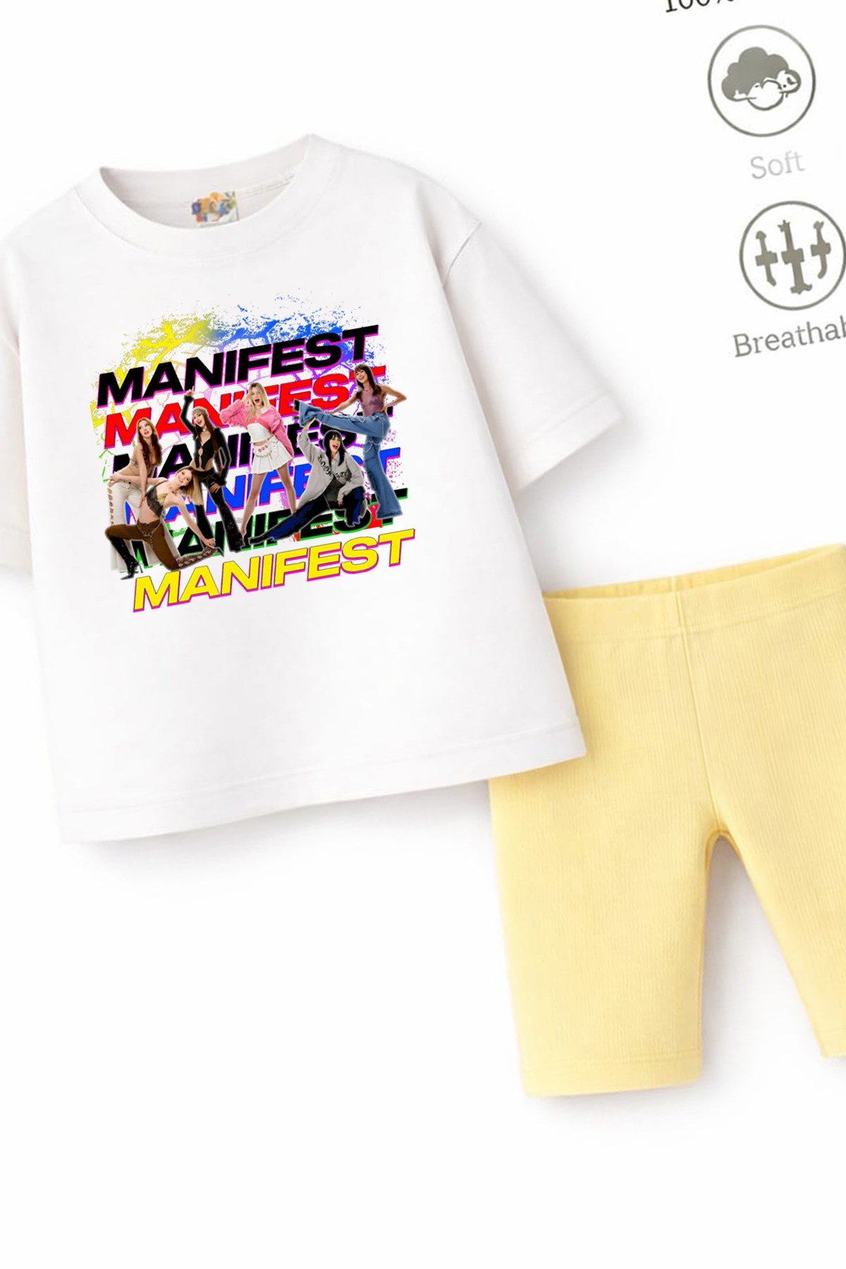 Kız Çocuk Oversize Kalıp Belya Kids Manifest Özel Tasarım Taytlı Alt Üst Takım