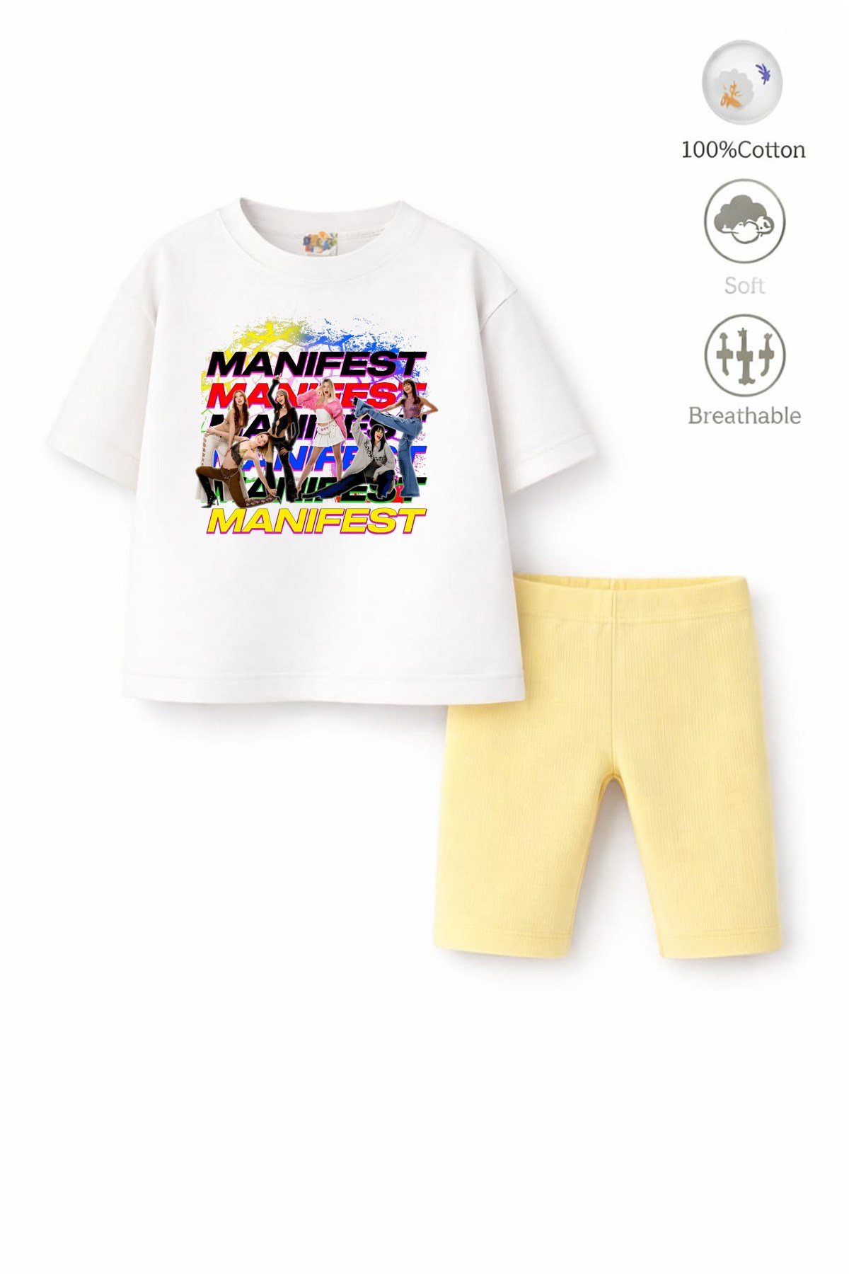 Kız Çocuk Oversize Kalıp Belya Kids Manifest Özel Tasarım Taytlı Alt Üst Takım