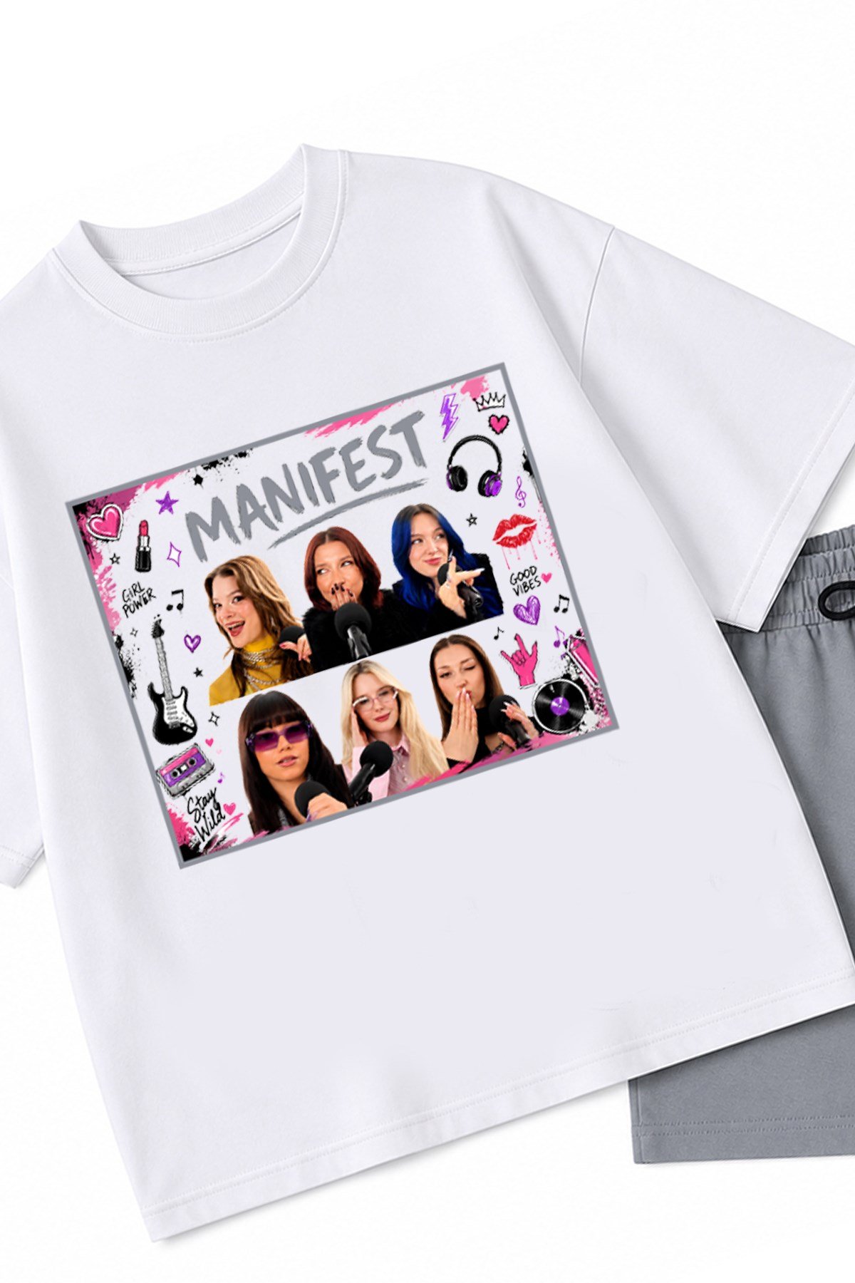 Kız Çocuk Oversize Kalıp Belya Kids Manifest Tasarım 107 Pamuklu Alt Üst Takım