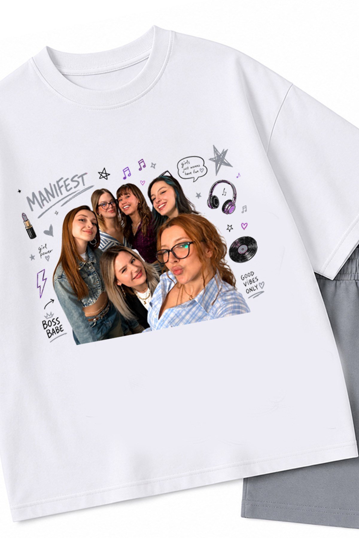 Kız Çocuk Oversize Kalıp Belya Kids Manifest Tasarım 106 Pamuklu Alt Üst Takım
