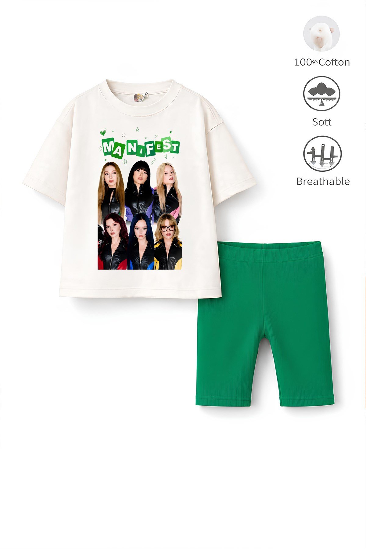 Kız Çocuk Oversize Kalıp Belya Kids Tasarım Manifest 43 Taytlı Alt Üst Takım