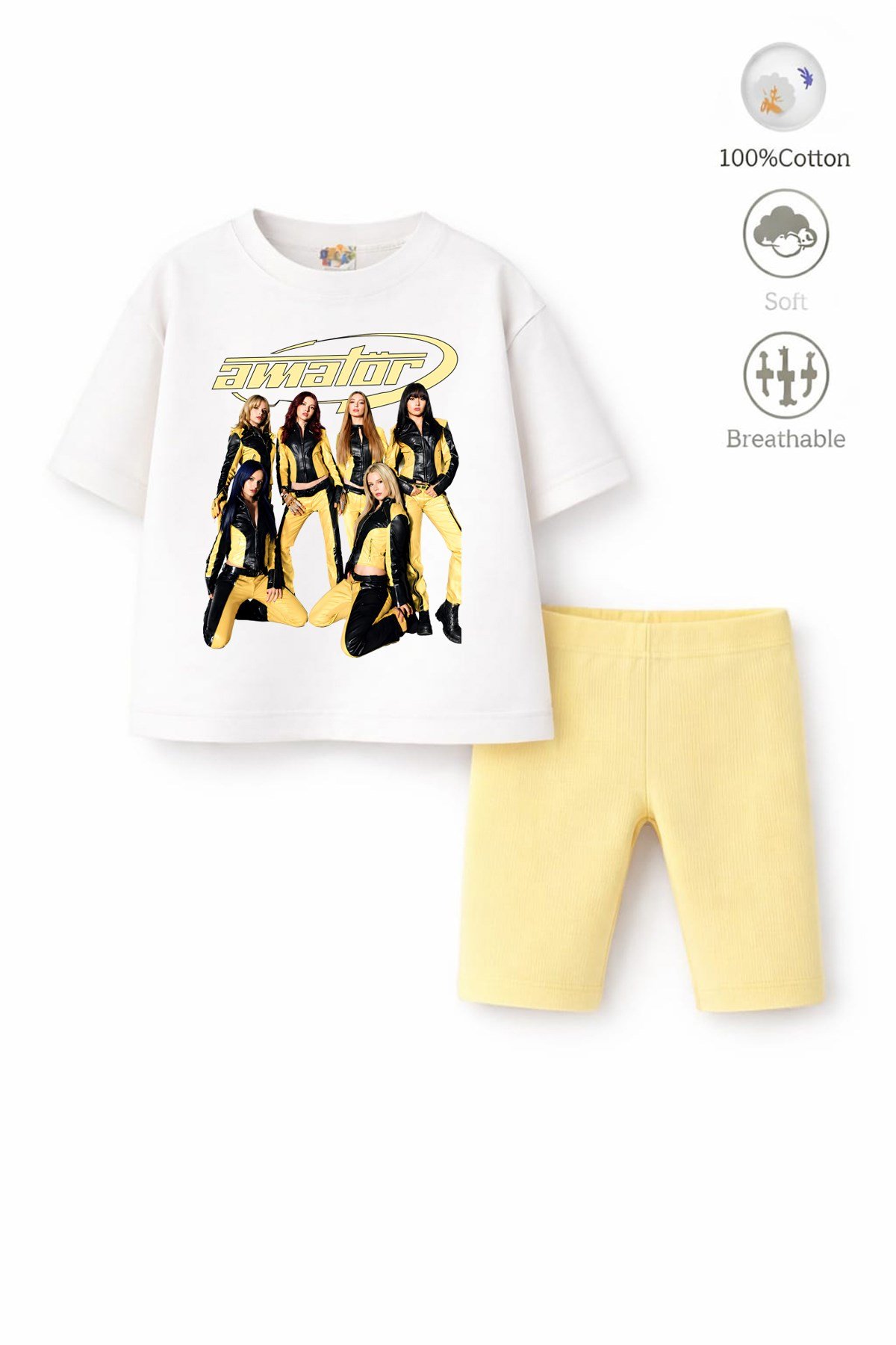 Kız Çocuk Oversize Kalıp Belya Kids Tasarım Manifest 42 Taytlı Alt Üst Takım