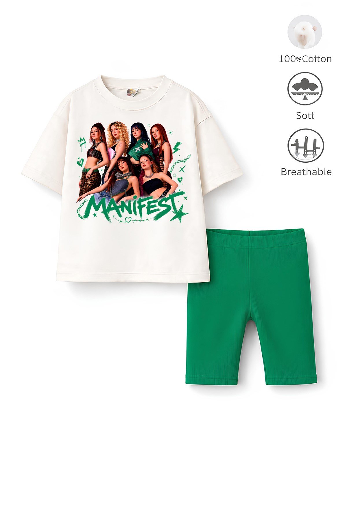Kız Çocuk Oversize Kalıp Belya Kids Tasarım Manifest 39 Taytlı Alt Üst Takım
