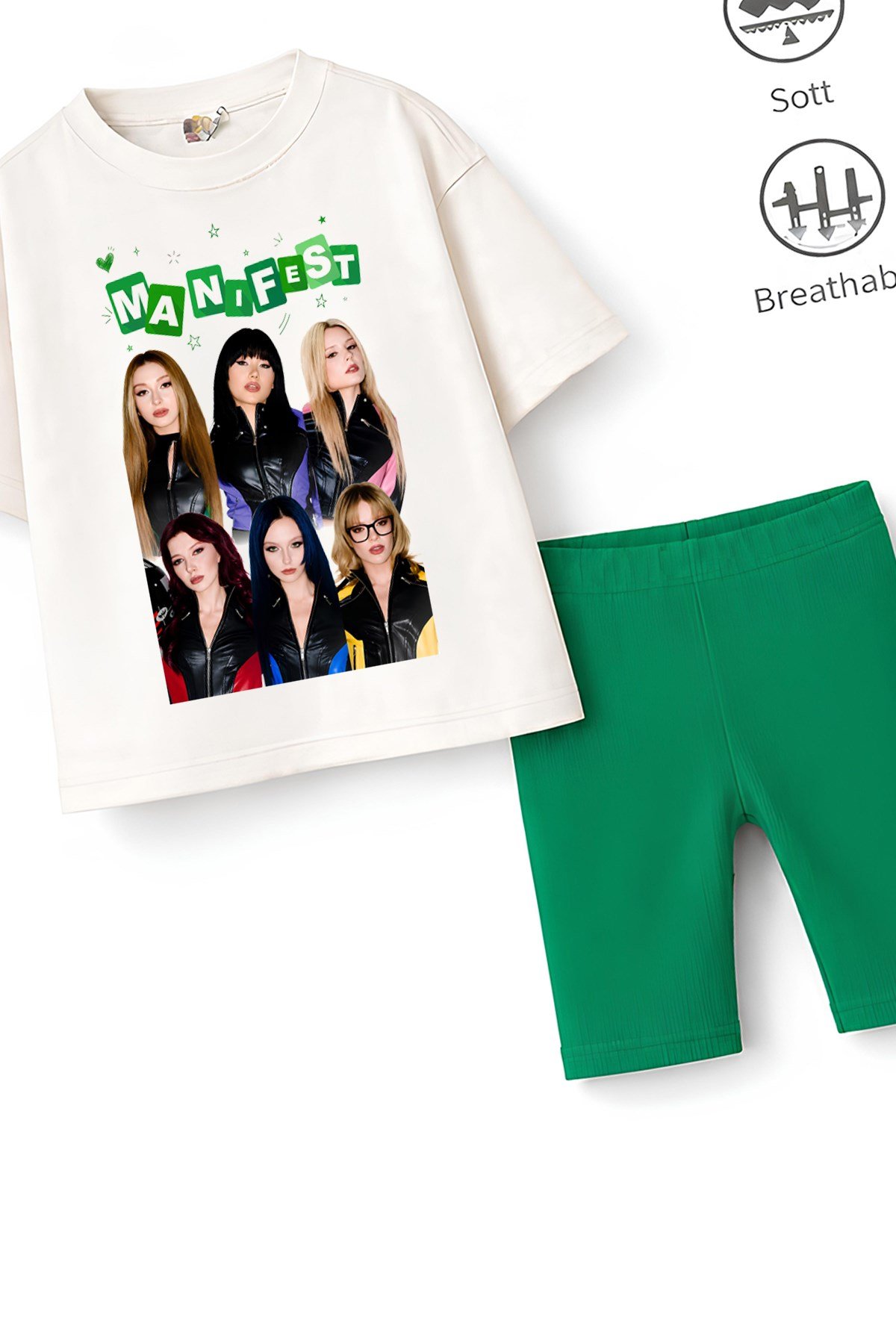 Kız Çocuk Oversize Kalıp Belya Kids Tasarım Manifest 43 Taytlı Alt Üst Takım