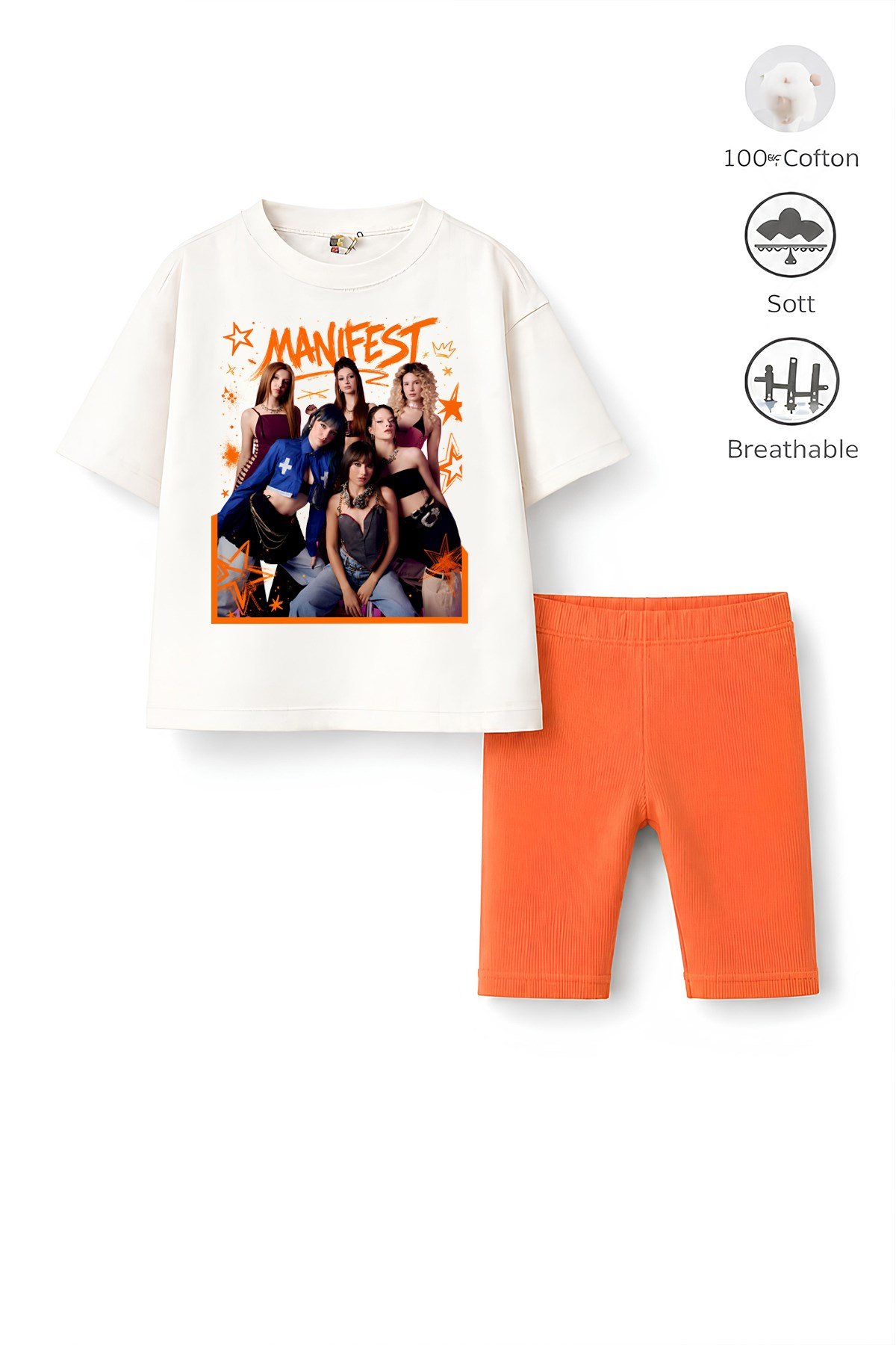 Kız Çocuk Oversize Kalıp Belya Kids Tasarım Manifest 45 Taytlı Alt Üst Takım