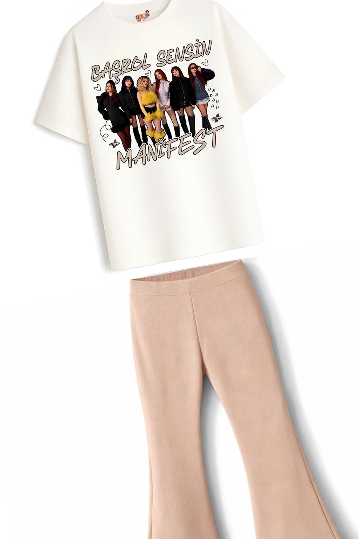 Kız Çocuk Oversize Kalıp Belya Kids Tasarım Manifest 52 Taytlı Alt Üst Takım