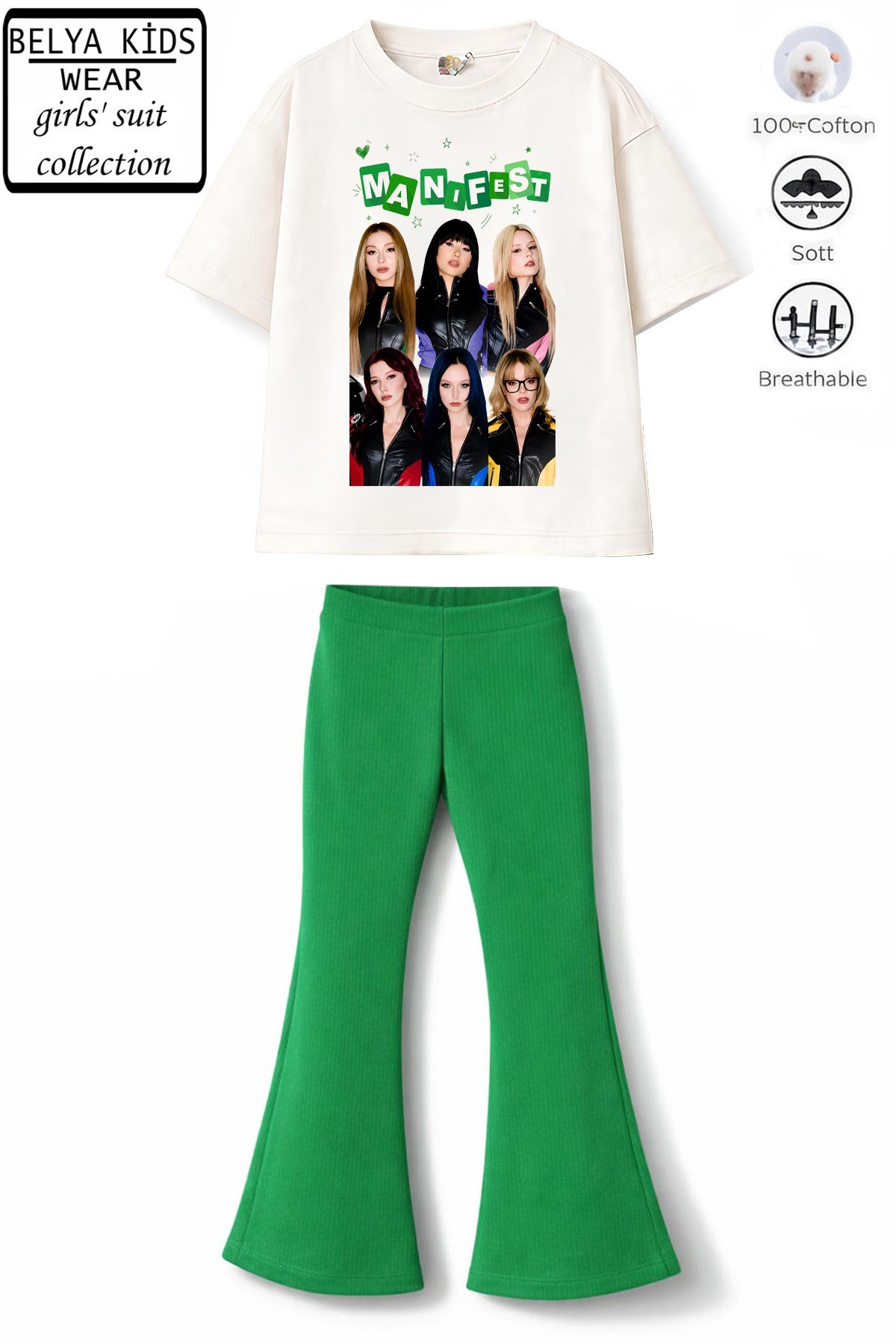 Kız Çocuk Oversize Kalıp Belya Kids Tasarım Manifest 47 Taytlı Alt Üst Takım