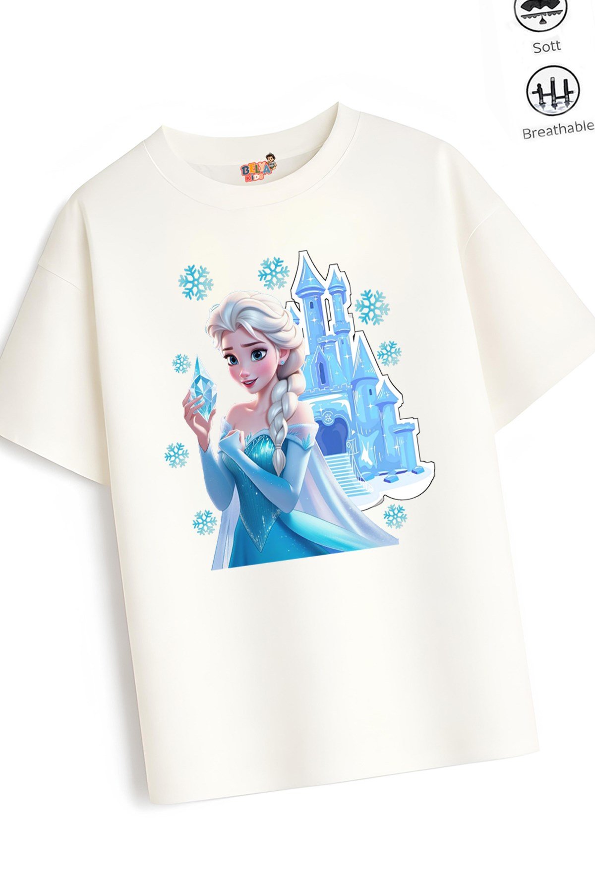 Kız Çocuk Tam Kalıp Buz Tasarım 55 Oversize Tişört