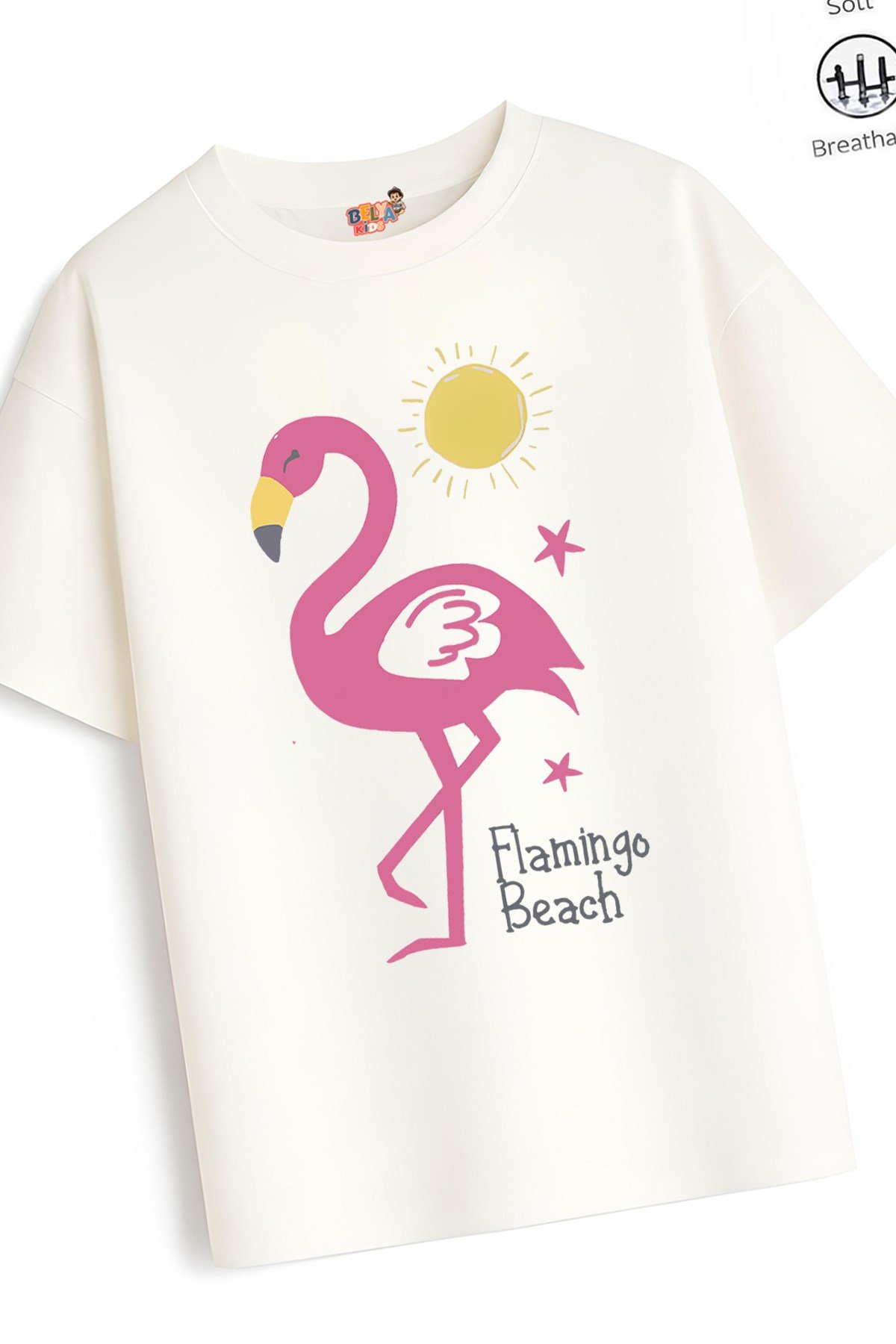 Kız Çocuk Tam Kalıp Flamingo Tasarım 56 Oversize Tişört