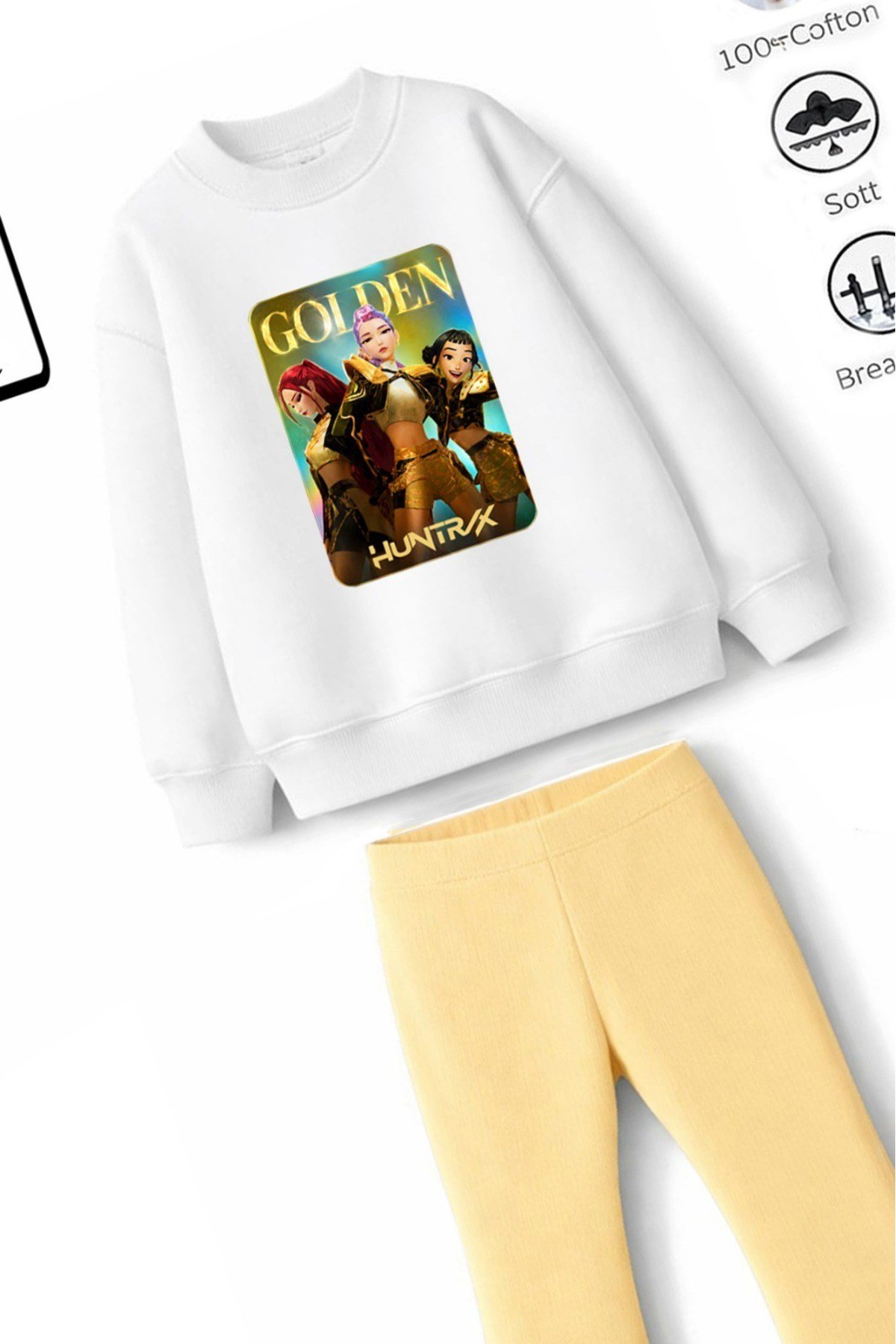 Kız Çocuk Tam Kalıp Üst Oversize Alt Taytlı GoldenHun Tasarım 172 Alt Üst Takım