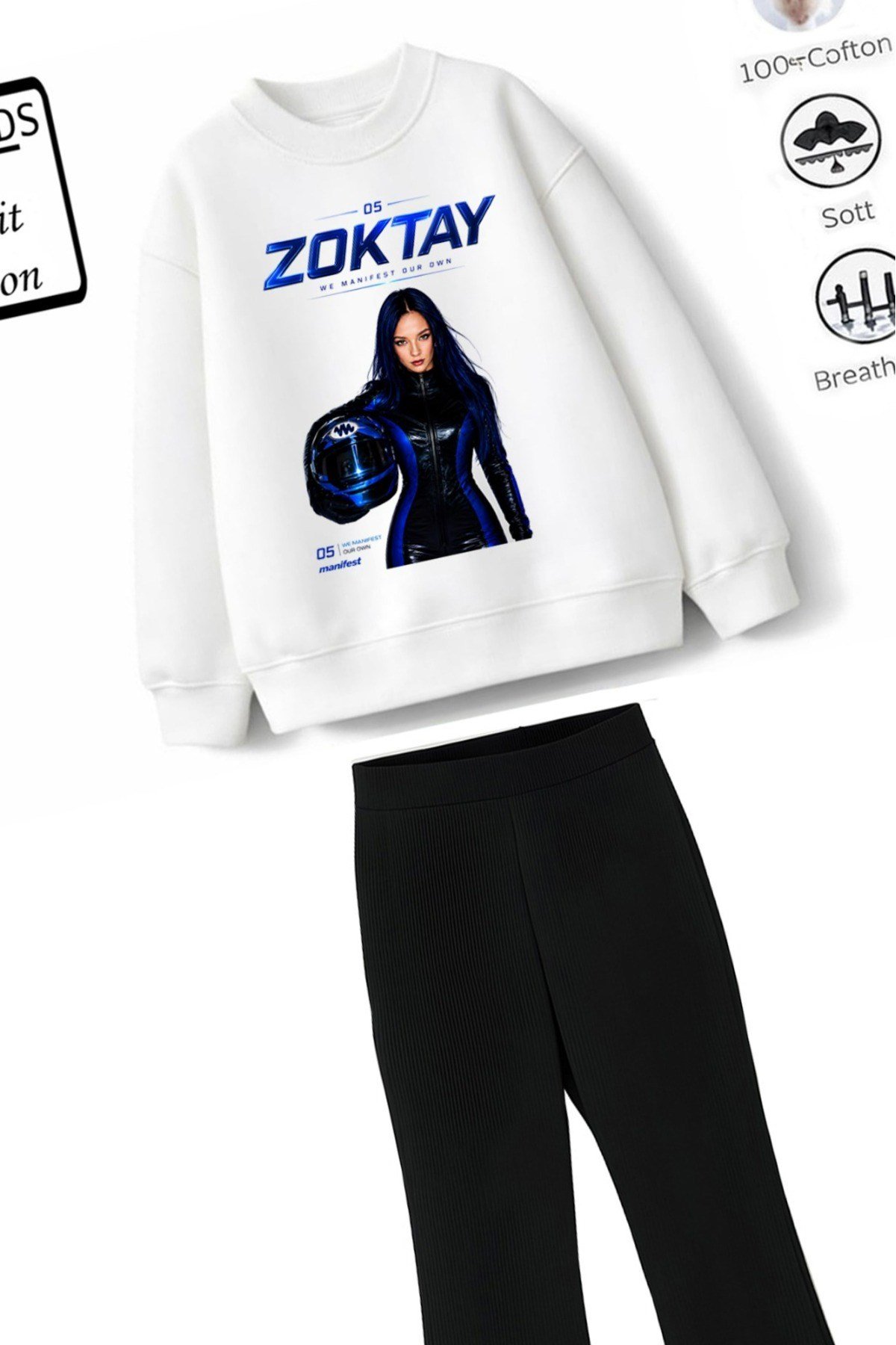 Kız Çocuk Tam Kalıp Üst Oversize Alt Taytlı Zoktay Manifest Tasarım 259 Alt Üst Takım