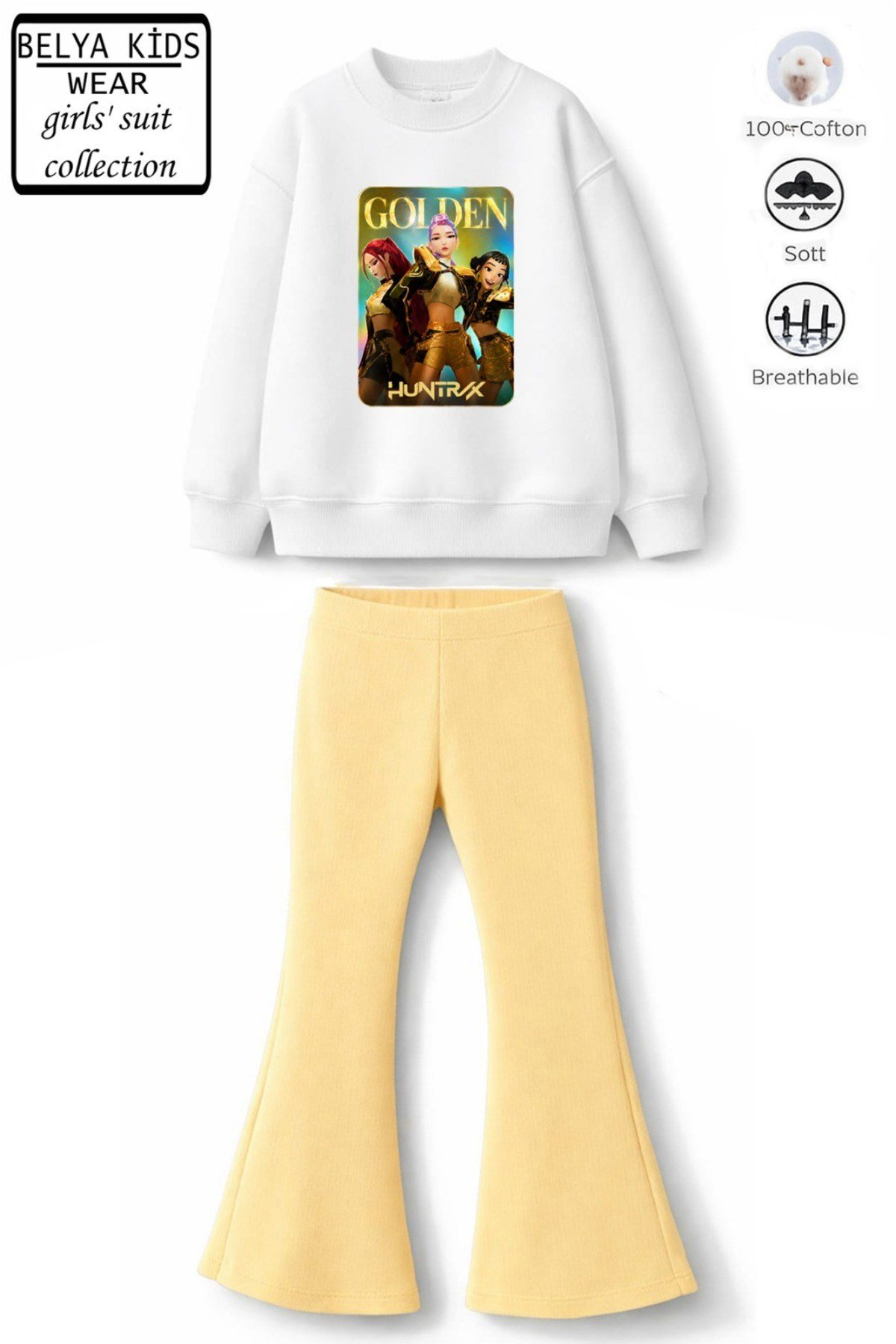 Kız Çocuk Tam Kalıp Üst Oversize Alt Taytlı GoldenHun Tasarım 172 Alt Üst Takım