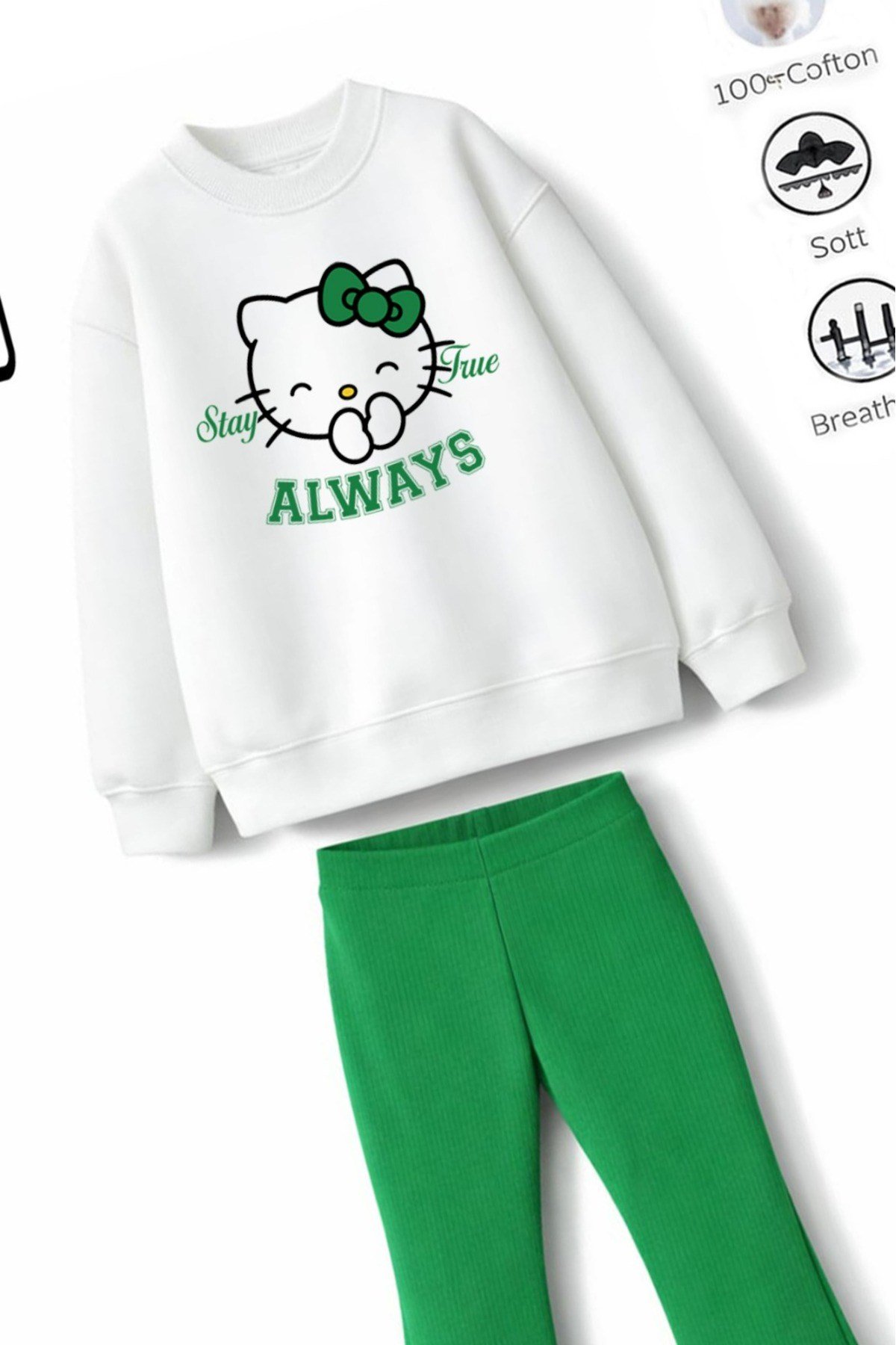 Kız Çocuk Tam Kalıp Üst Oversize Alt Taytlı Always Tasarım 180 Alt Üst Takım