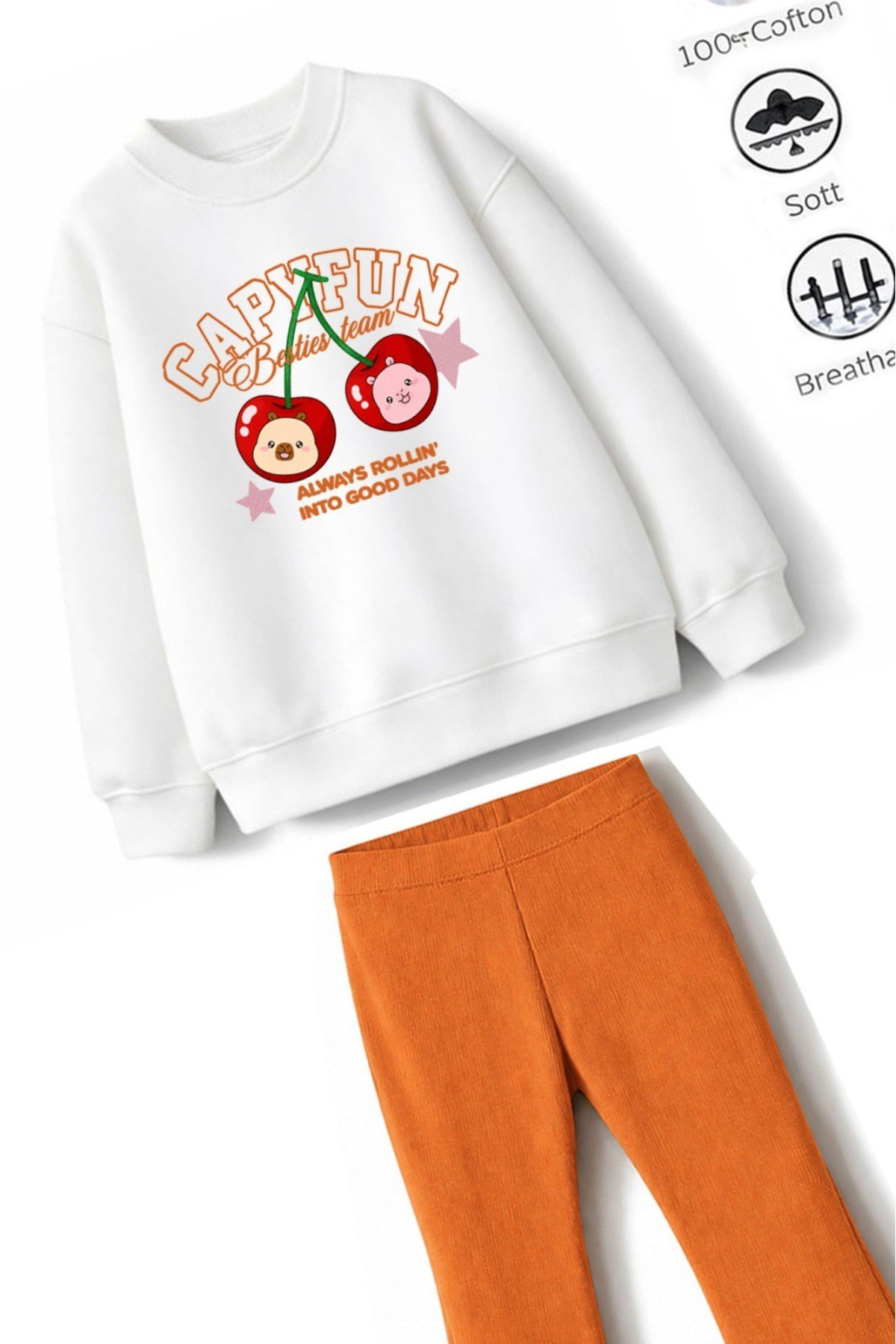 Kız Çocuk Tam Kalıp Üst Oversize Alt Taytlı Capyfun Tasarım 196 Alt Üst Takım