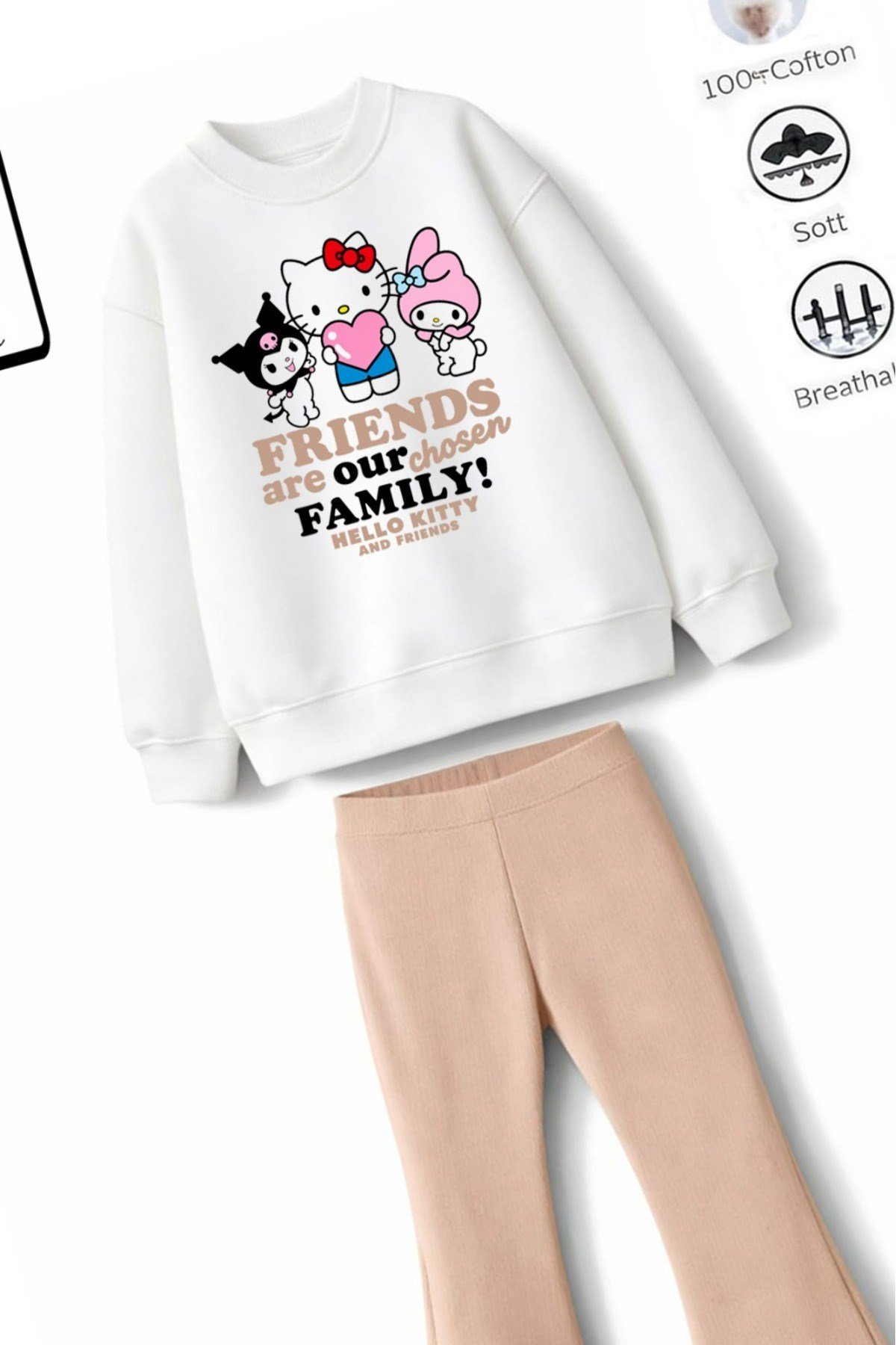 Kız Çocuk Tam Kalıp Üst Oversize Alt Taytlı 3'lü Tasarım 190 Alt Üst Takım
