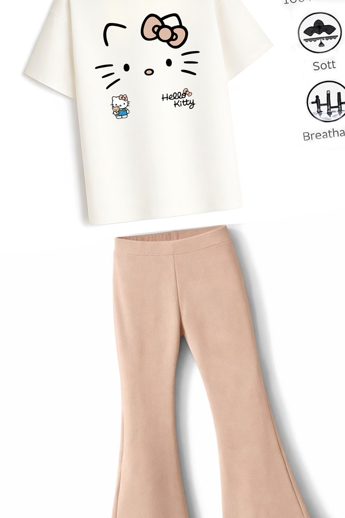 Kız Çocuk Tam Kalıp Üst Oversize Alt Taytlı Hello Tasarım5 Alt Üst Takım