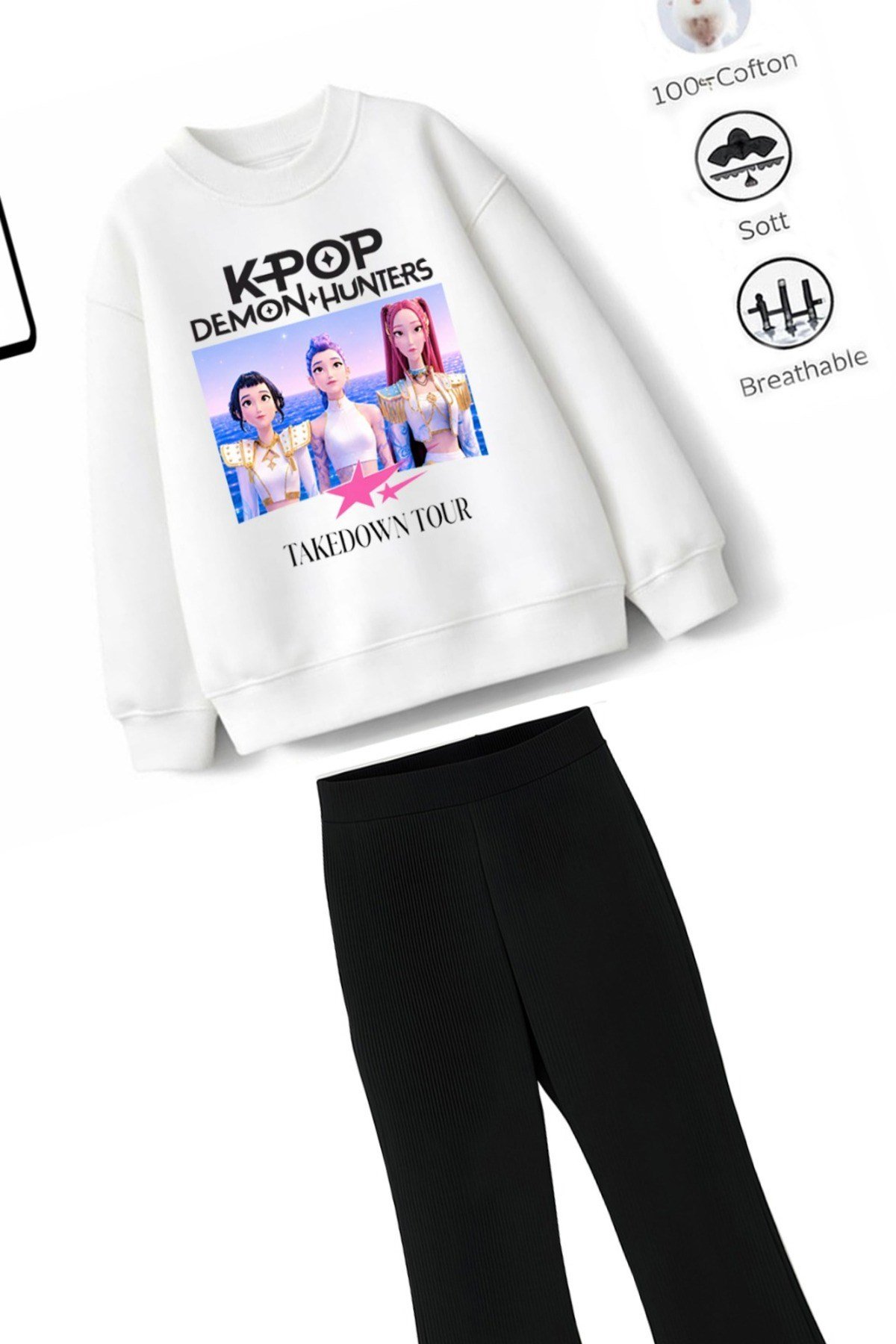Kız Çocuk Tam Kalıp Üst Oversize Alt Taytlı Hun Tasarım 207 Alt Üst Takım