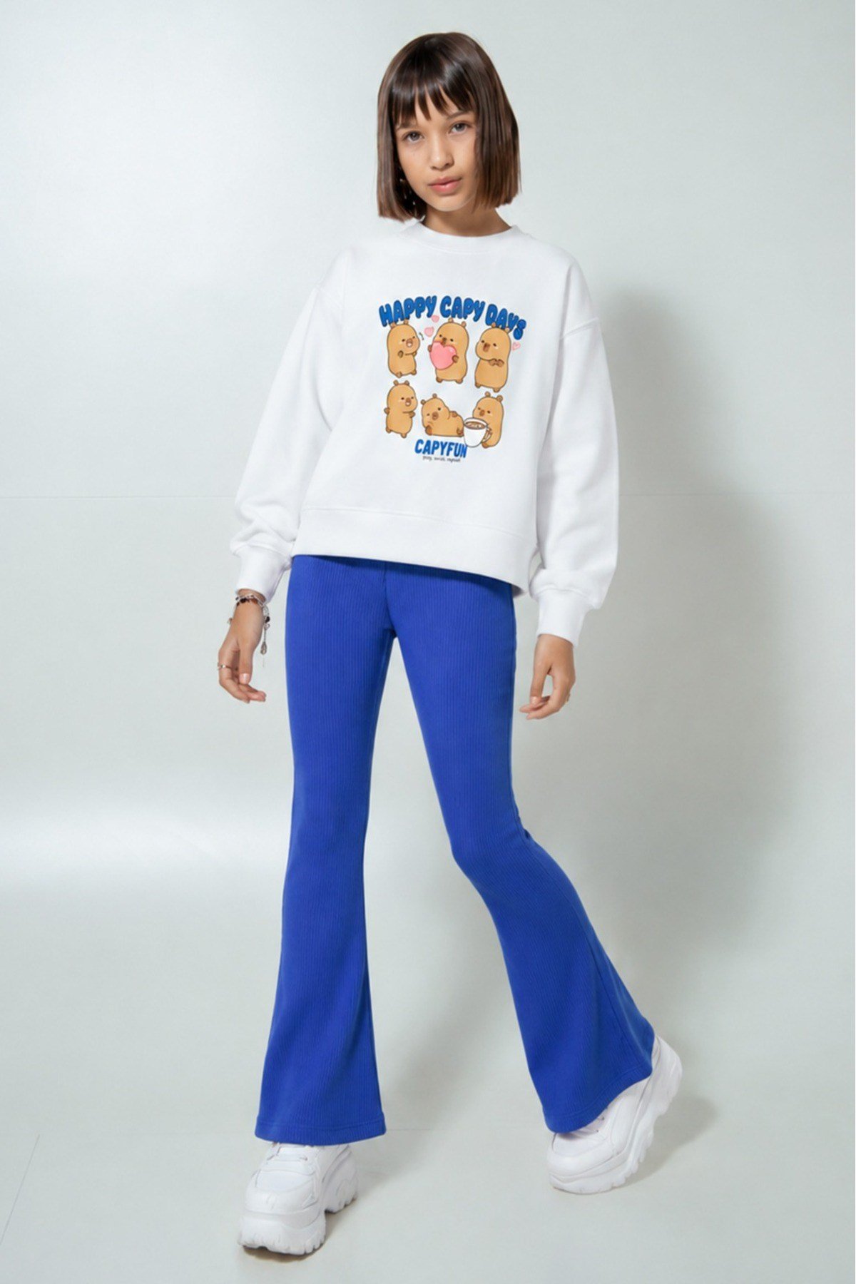 Kız Çocuk Tam Kalıp Üst Oversize Alt Taytlı Capydays Tasarım 169 Alt Üst Takım