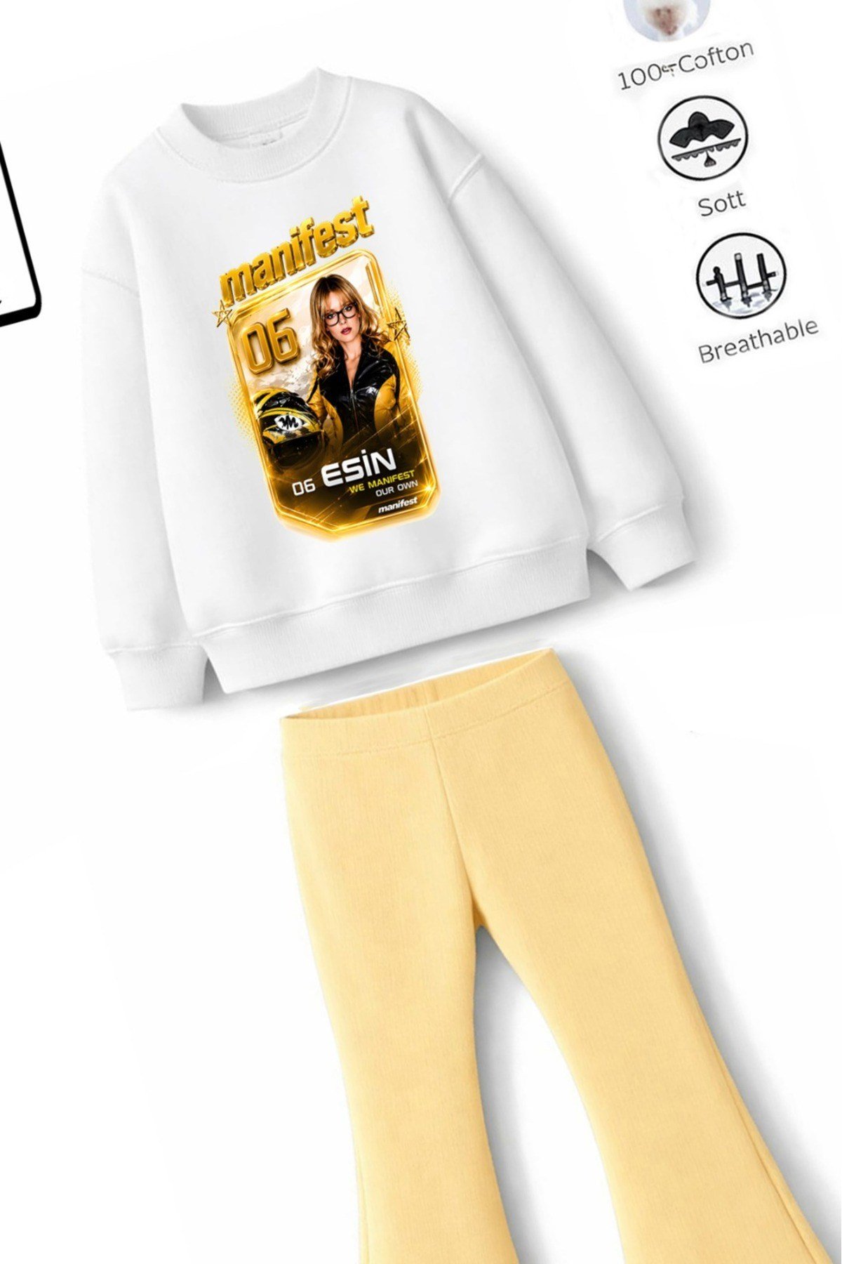 Kız Çocuk Tam Kalıp Üst Oversize Alt Taytlı Esin Tasarım 235 Alt Üst Takım