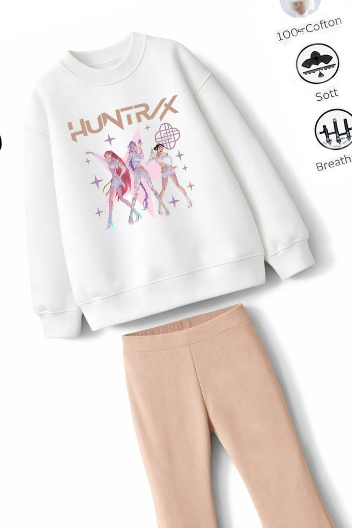 Kız Çocuk Tam Kalıp Üst Oversize Alt Taytlı Hun Tasarım 191 Alt Üst Takım
