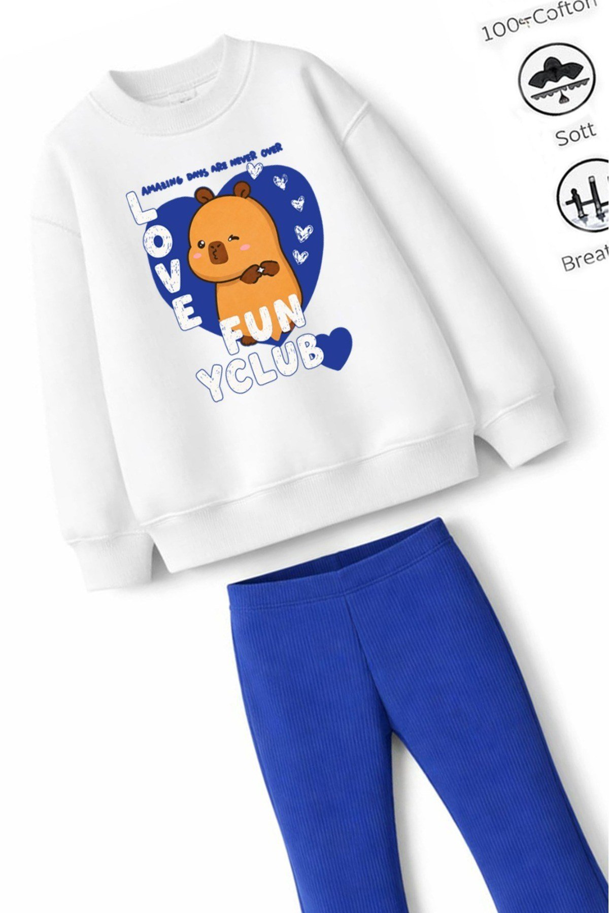 Kız Çocuk Tam Kalıp Üst Oversize Alt Taytlı Funclub Tasarım 165 Alt Üst Takım