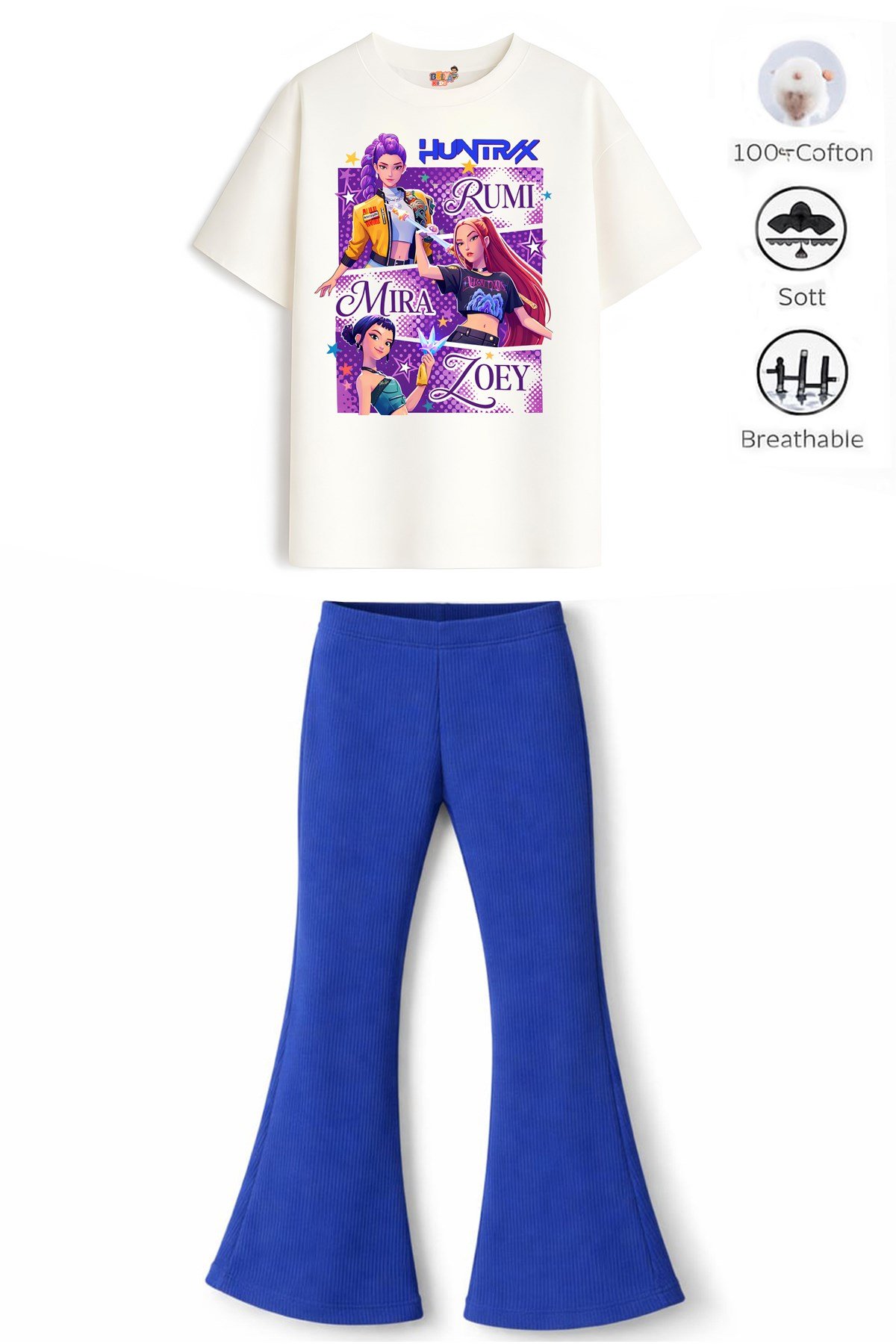 Kız Çocuk Tam Kalıp Üst Oversize Alt Taytlı Hun Tasarım13 Alt Üst Takım
