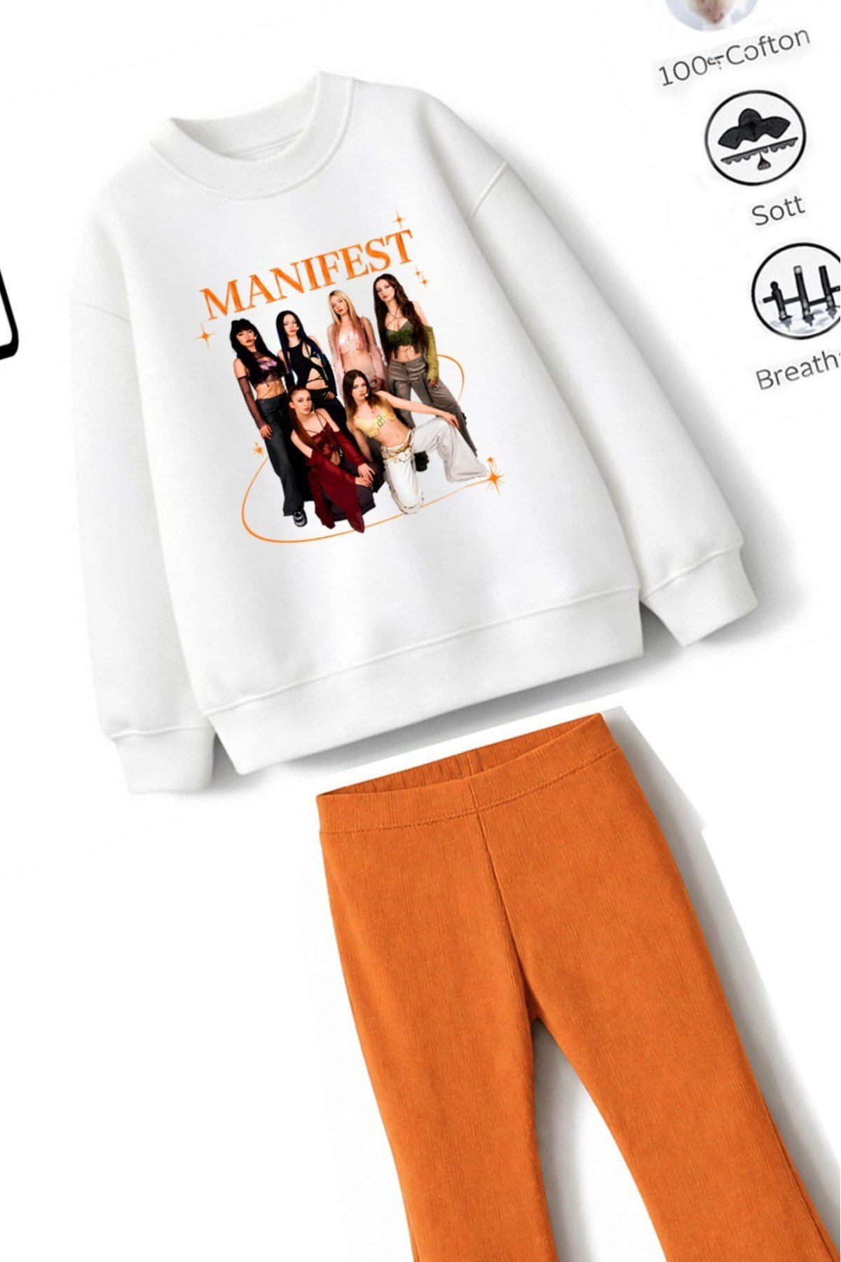 Kız Çocuk Tam Kalıp Üst Oversize Alt Taytlı Manifest Tasarım 250 Alt Üst Takım