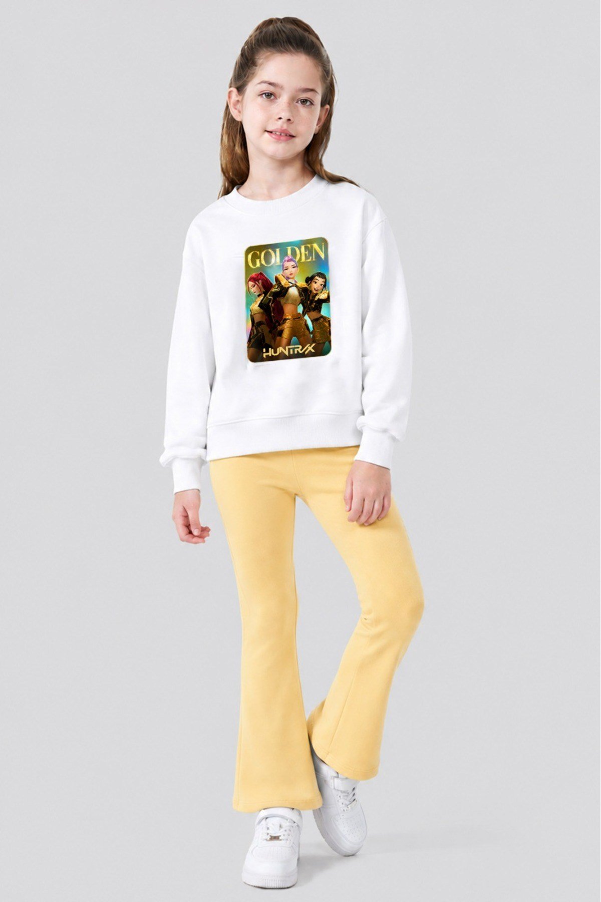 Kız Çocuk Tam Kalıp Üst Oversize Alt Taytlı GoldenHun Tasarım 172 Alt Üst Takım