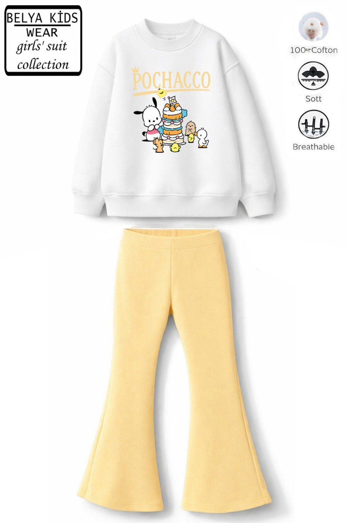 Kız Çocuk Tam Kalıp Üst Oversize Alt Taytlı Pochac Tasarım 179 Alt Üst Takım