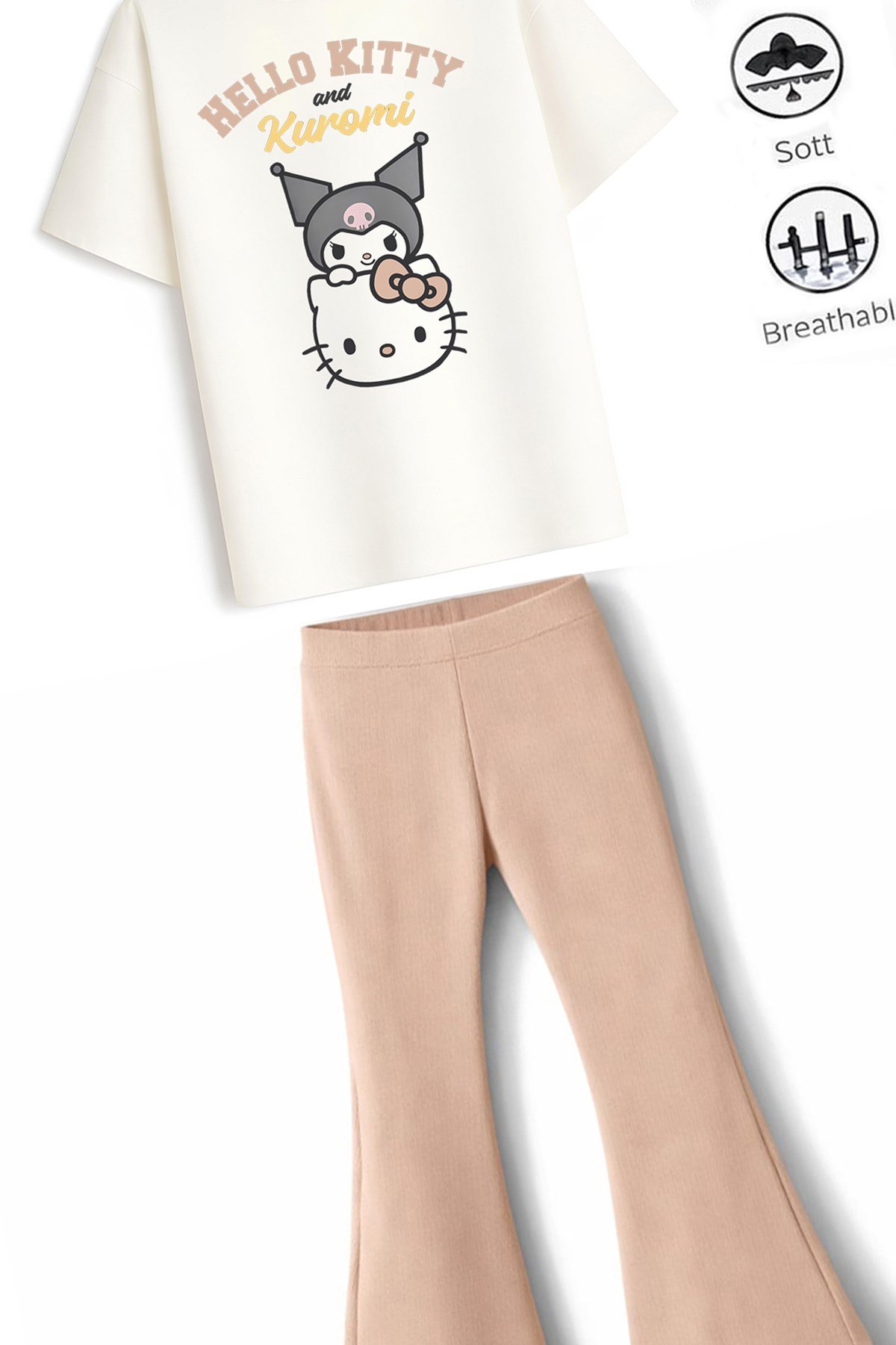 Kız Çocuk Tam Kalıp Üst Oversize Alt Taytlı Hello Tasarım6 Alt Üst Takım