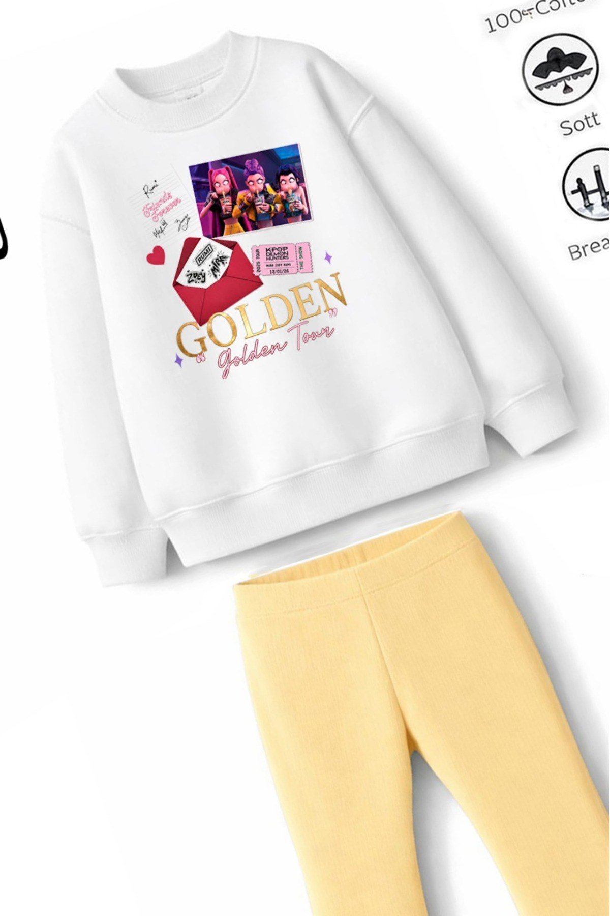 Kız Çocuk Tam Kalıp Üst Oversize Alt Taytlı HunGolden Tasarım 174 Alt Üst Takım