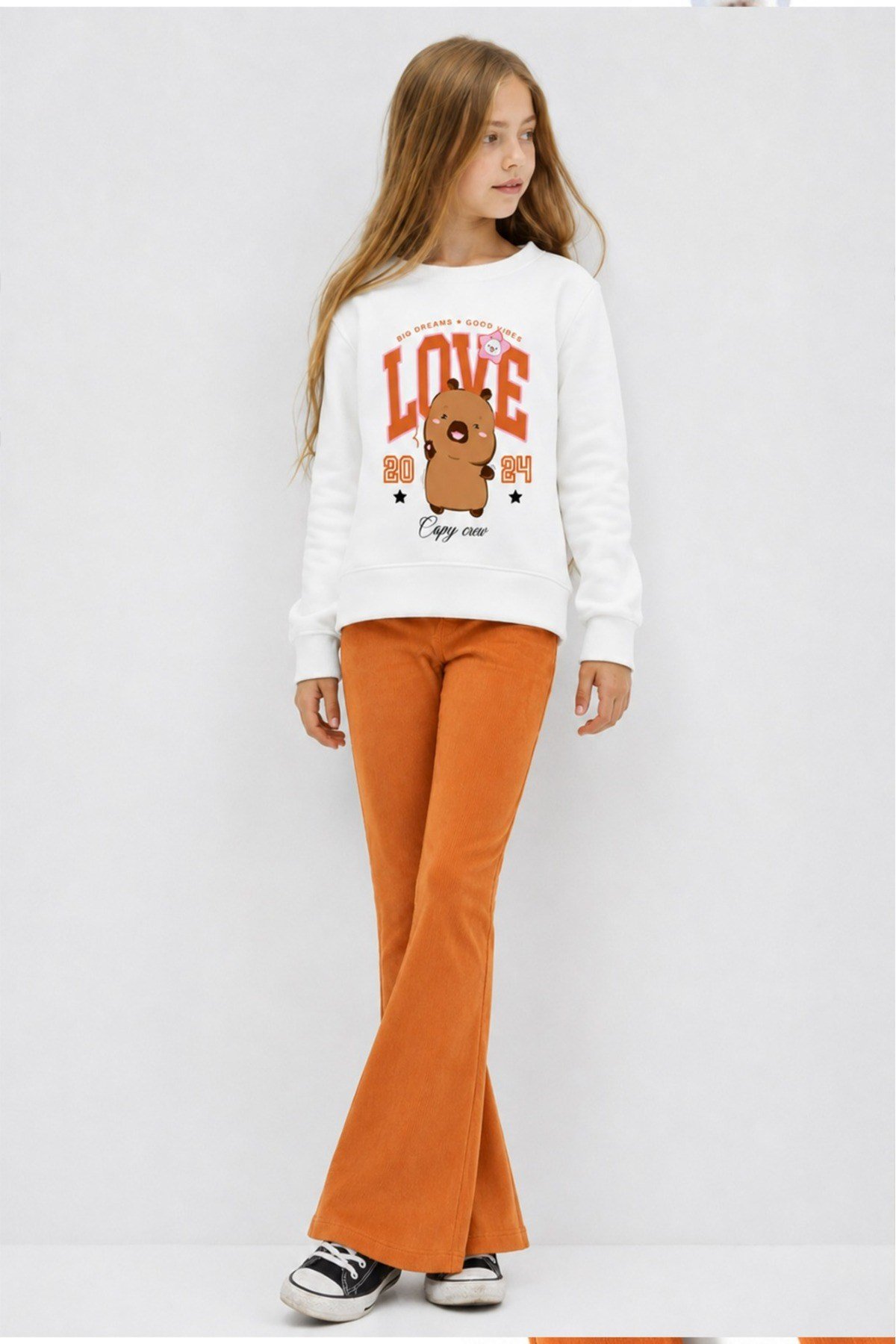 Kız Çocuk Tam Kalıp Üst Oversize Alt Taytlı LoveCapy Tasarım 195 Alt Üst Takım