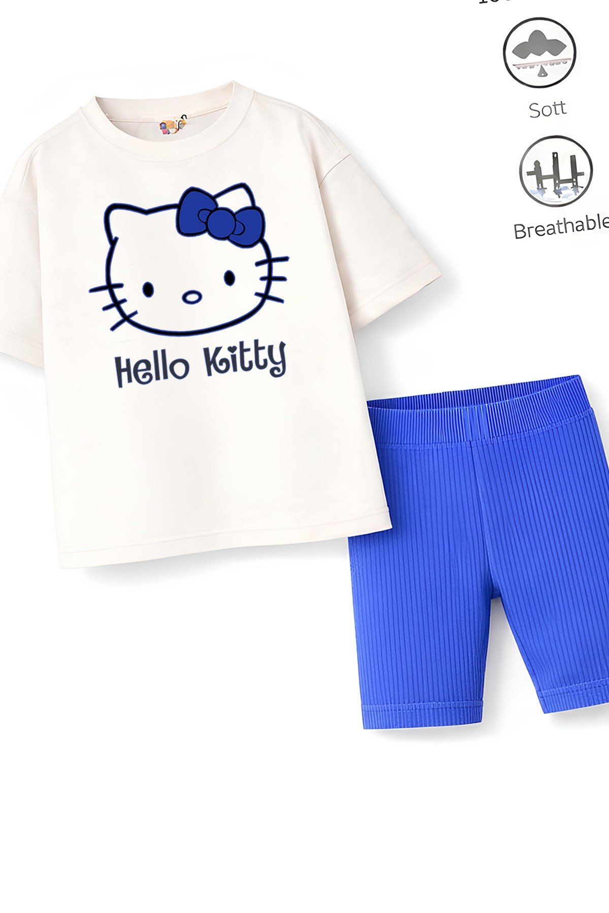 Kız Çocuk Tam Kalıp Üst Oversize Altı Taytlı Hello Tasarım69 Alt Üst Takım