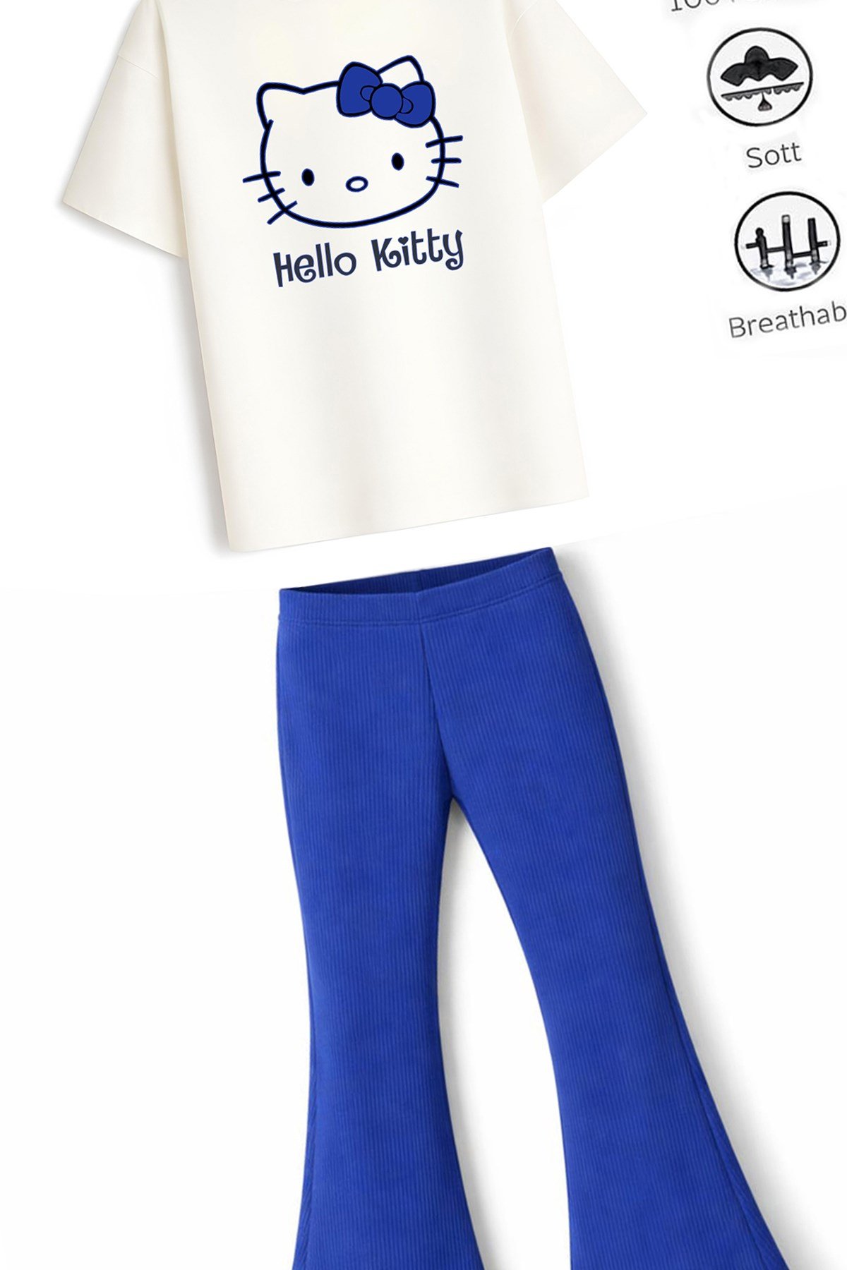 Kız Çocuk Tam Kalıp Üst Oversize Altı Taytlı Hello Tasarım24 Alt Üst Takım