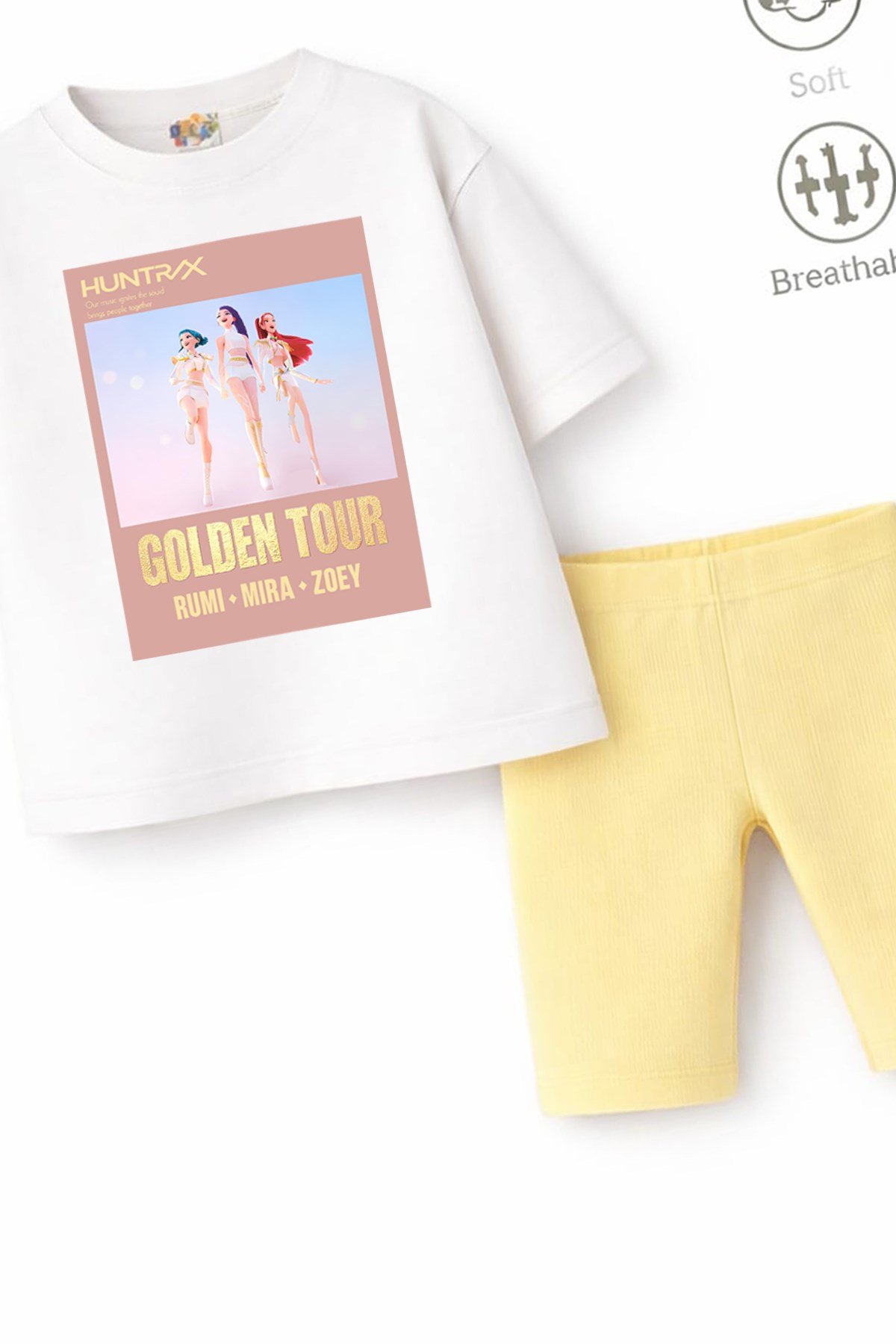 Kız Çocuk Tam Kalıp Üst Oversize Altı Taytlı Golden Tasarım102 Alt Üst Takım