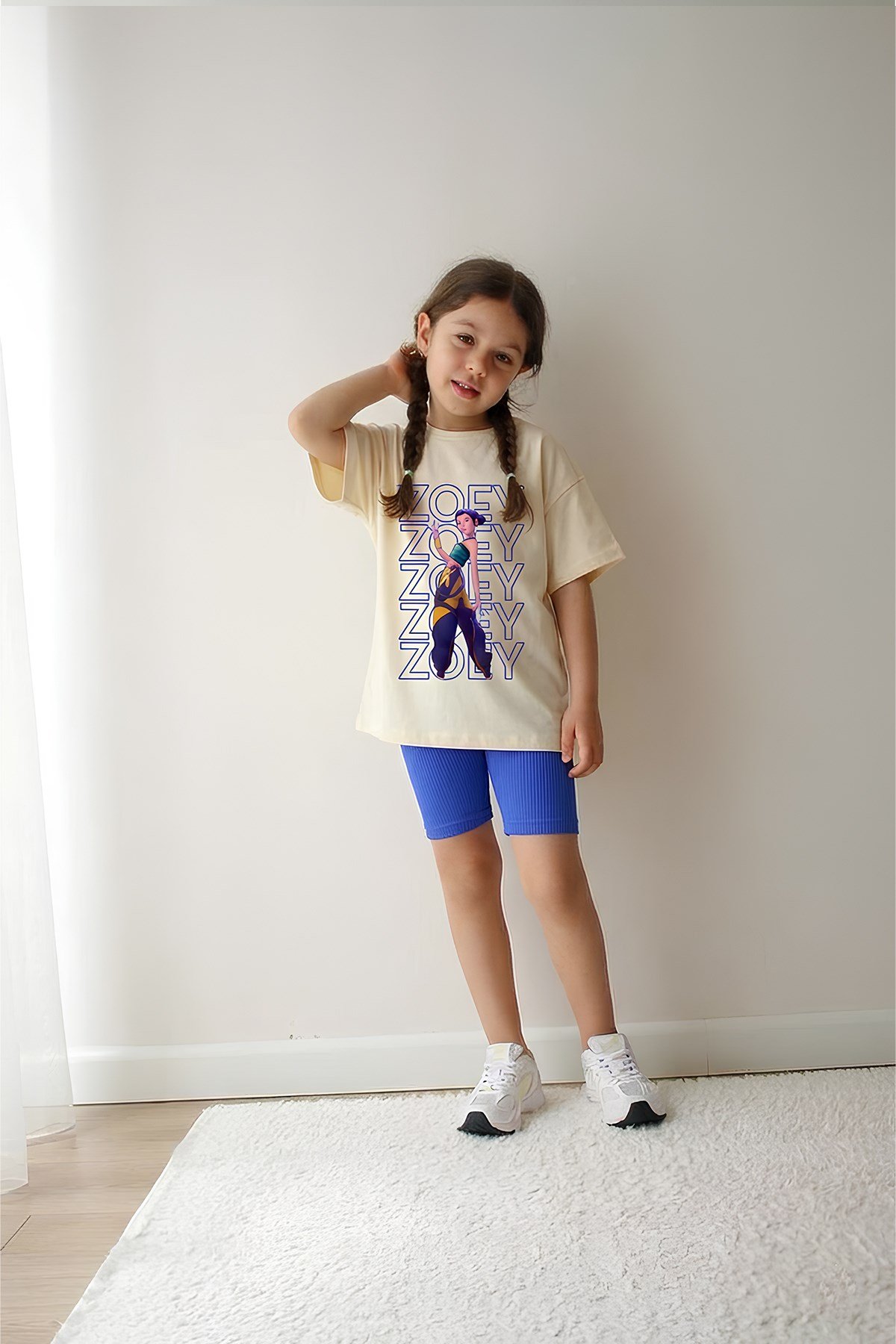 Kız Çocuk Tam Kalıp Üst Oversize Altı Taytlı Zoey Tasarım78 Alt Üst Takım