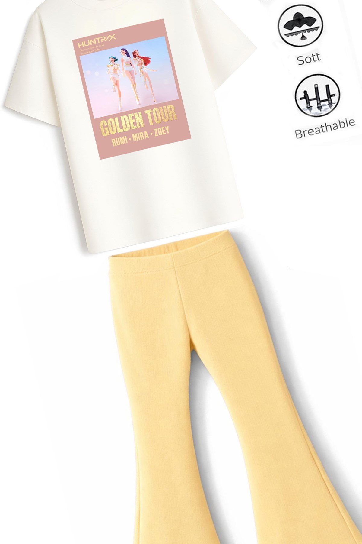 Kız Çocuk Tam Kalıp Üst Oversize Altı Taytlı Golden Tasarım47 Alt Üst Takım