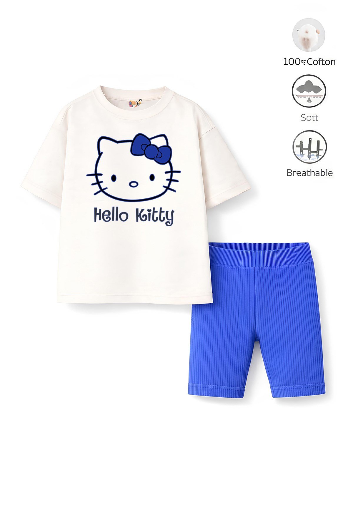 Kız Çocuk Tam Kalıp Üst Oversize Altı Taytlı Hello Tasarım69 Alt Üst Takım